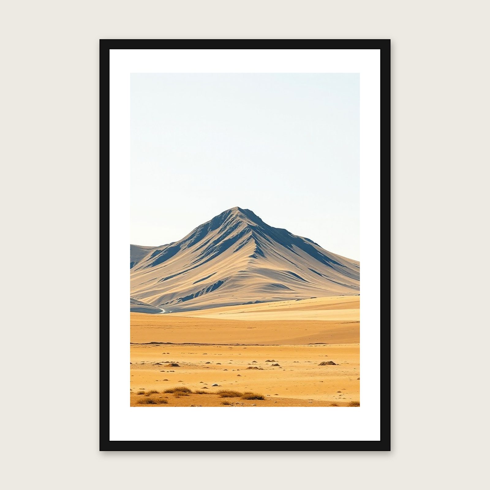 Scafell Pike Landscape Wall Art - Framed Two Tone Gouache Print shown in a black frame