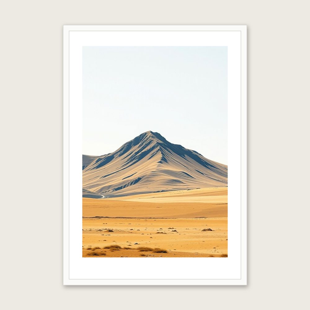 Scafell Pike Landscape Wall Art - Framed Two Tone Gouache Print in a white frame