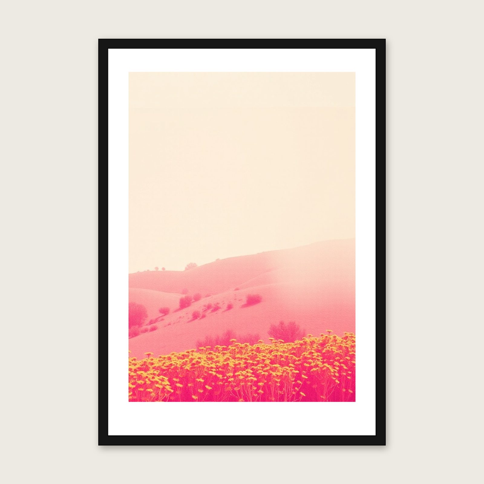 Lamprocapnos Botanical Wall Art - Framed Colourful Riso Print in a black frame
