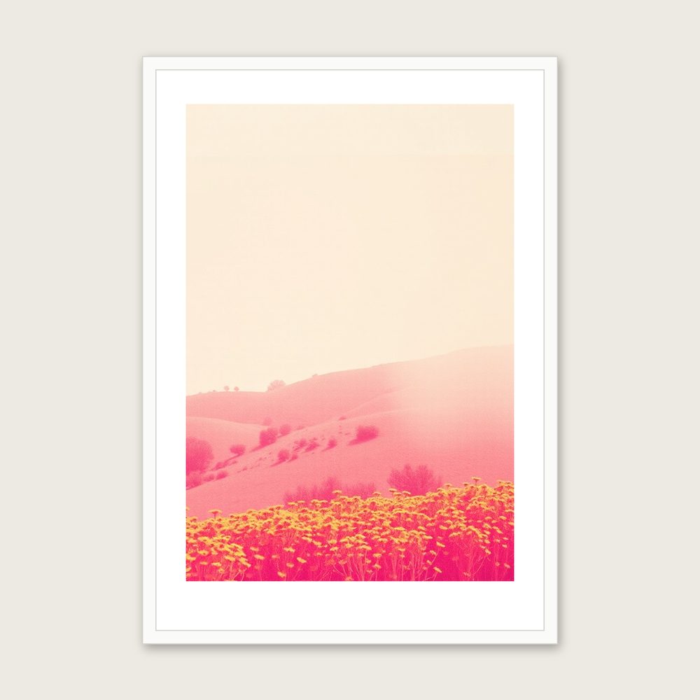 Lamprocapnos Botanical Wall Art - Framed Colourful Riso Print in a white frame