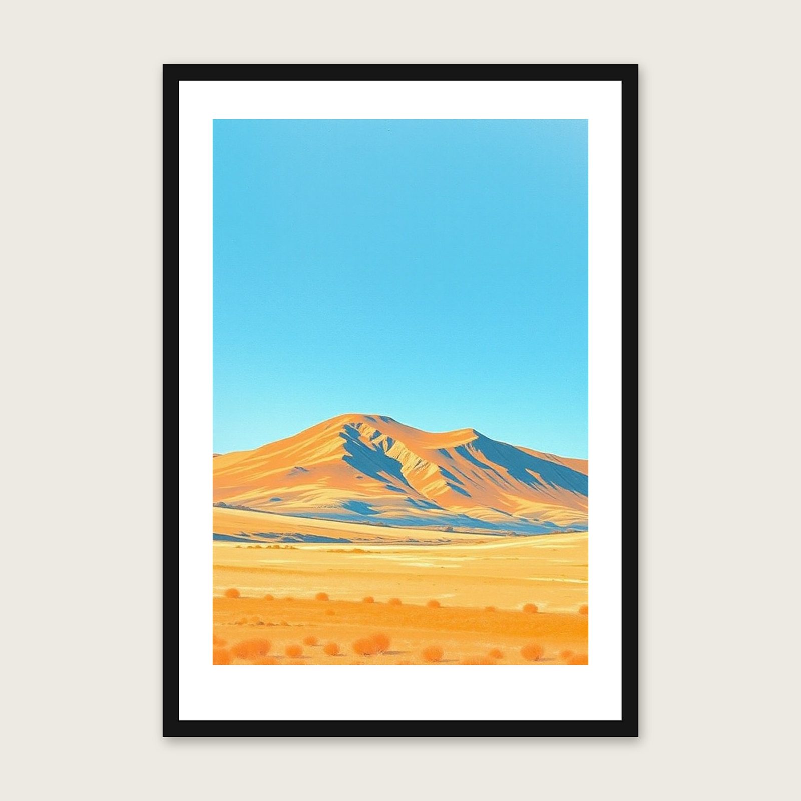 The Yorkshire Dales Pastel Print - Framed Bold Colour Landscape Wall Art - Black Frame, A3