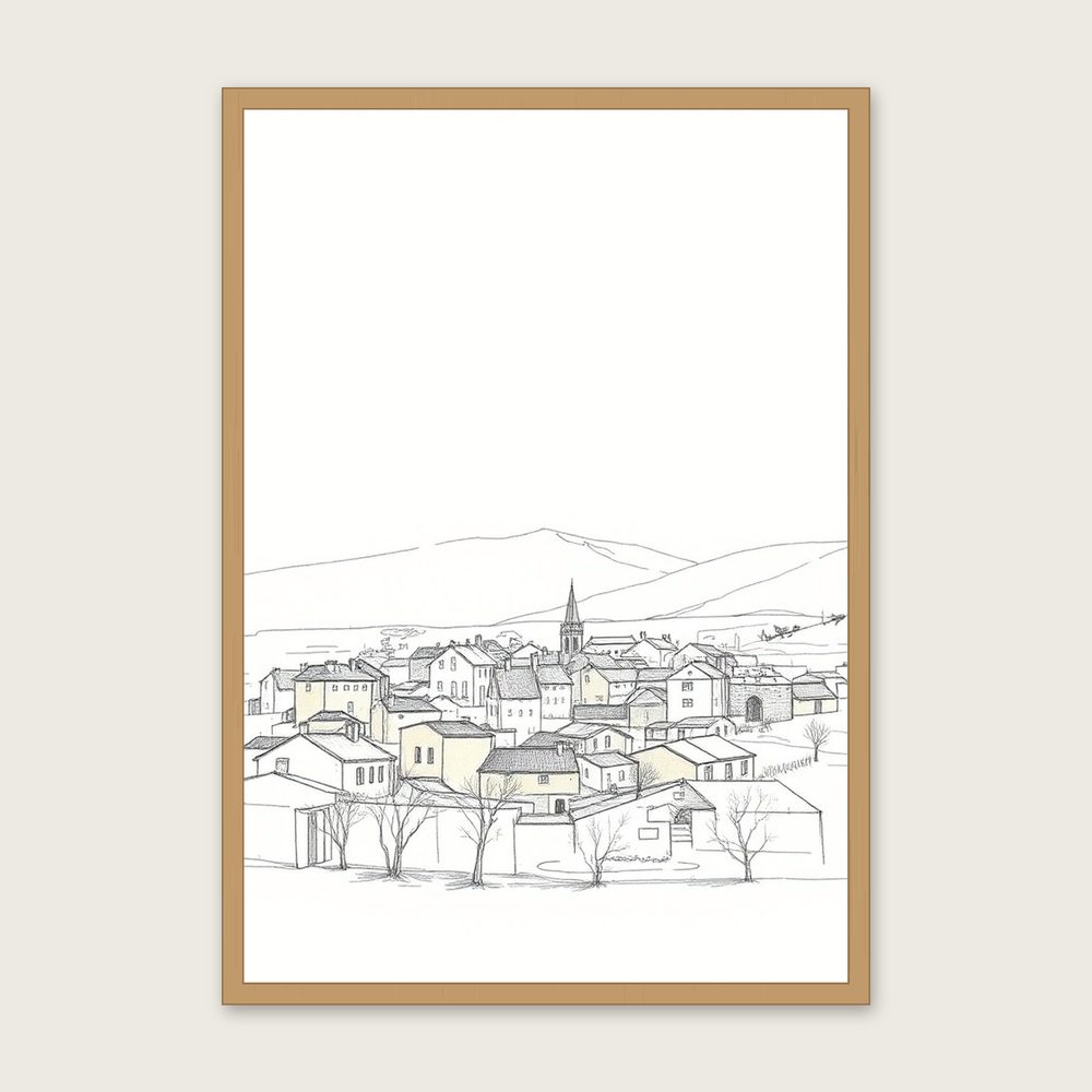 Ben Lomond Pencil Sketch Wall Art - Framed Neutral & Beige Print in a oak frame