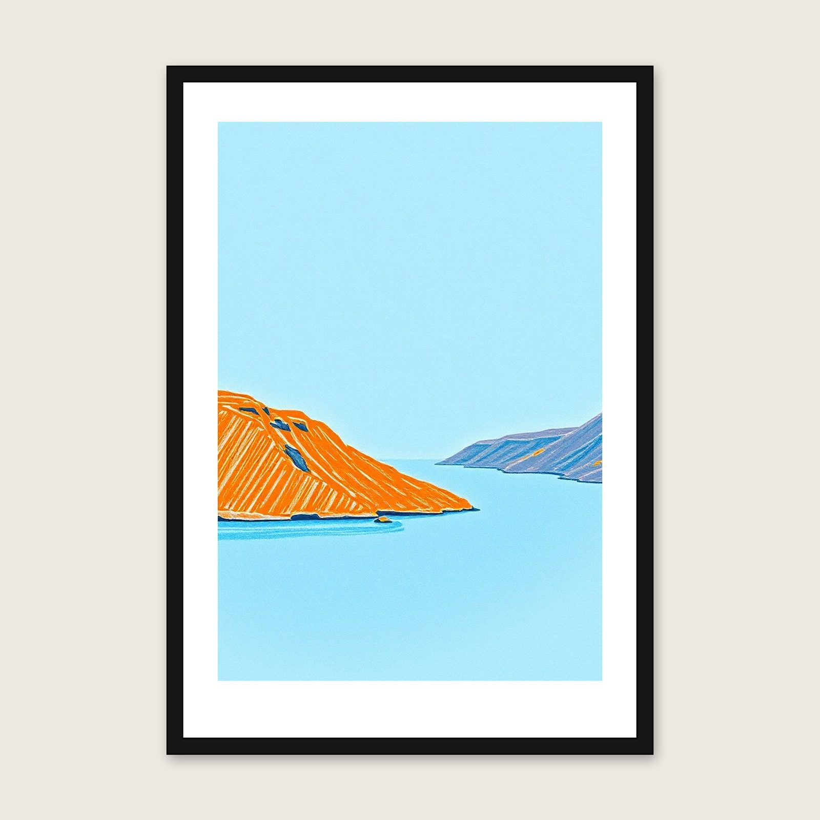 Loch Rannoch Pastel Wall Art - Framed Bold Colour Print - Black Frame, A3