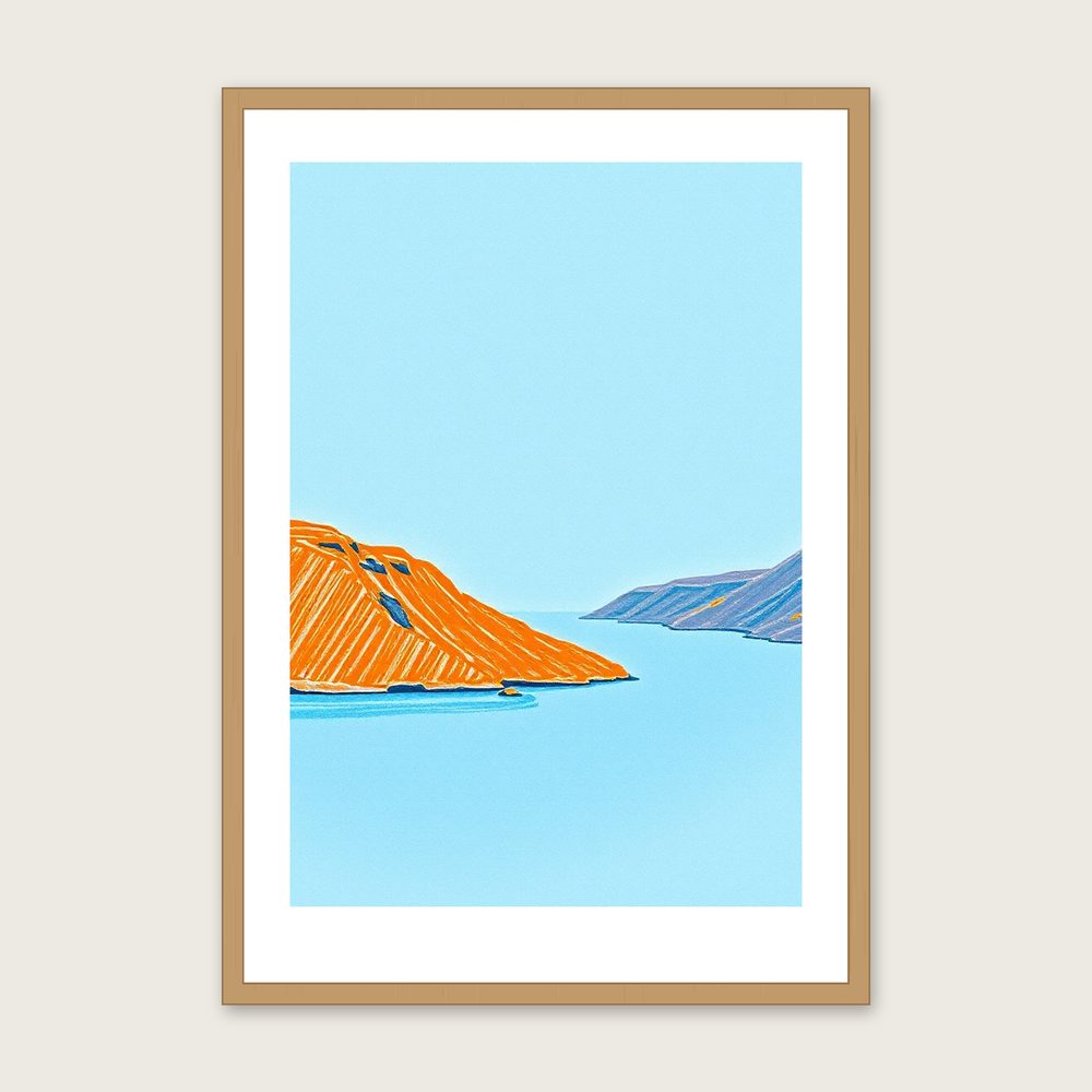 Loch Rannoch Pastel Wall Art - Framed Bold Colour Print - Oak Frame, A3