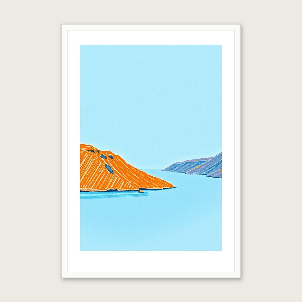 Loch Rannoch Pastel Wall Art - Framed Bold Colour Print - White Frame, A3