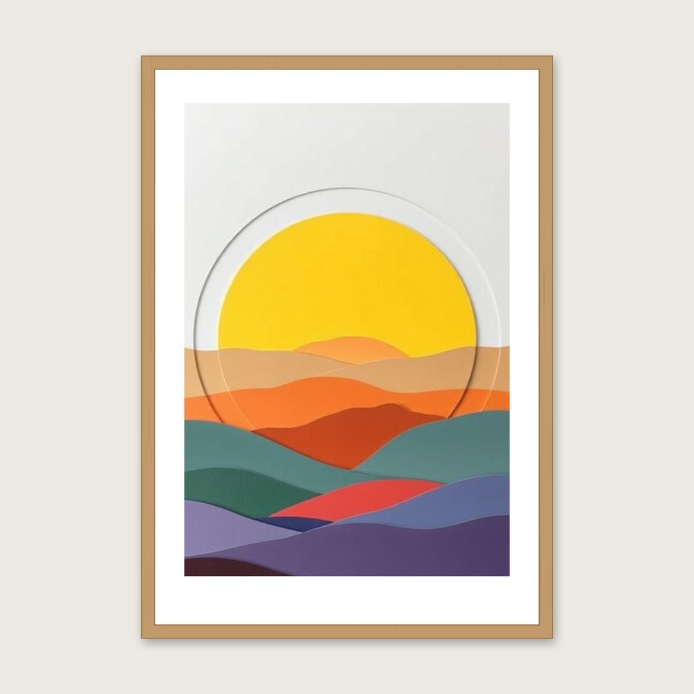 Snowdonia Landscape Wall Art - Framed Colourful Collage Print - Oak Frame, A3