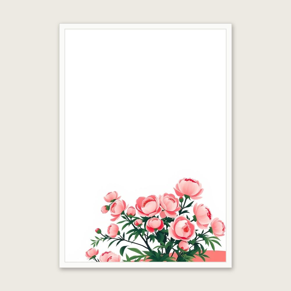 Tree Peony Screen Print - Framed Two Tone Botanical Wall Art in a white frame