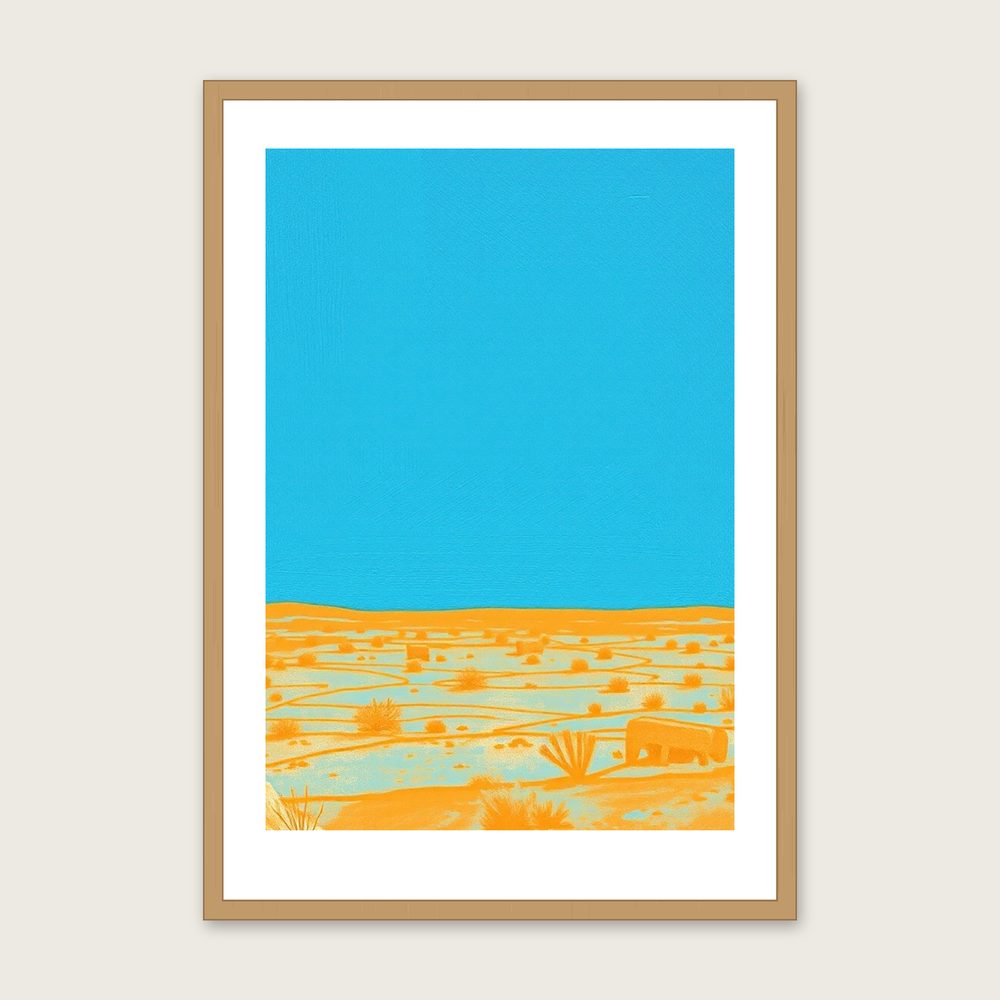 Brown Willy - Framed Pastel Landscape Print in Bold Colour - Oak Frame, A3
