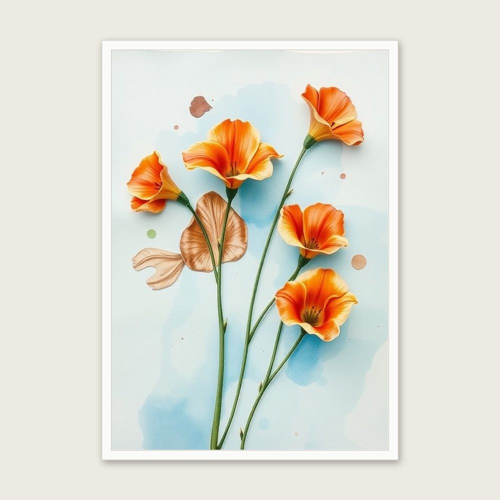 Framed Watercolour Print of Arum Lily - Bold Colour Botanical Wall Art - White Frame, A3