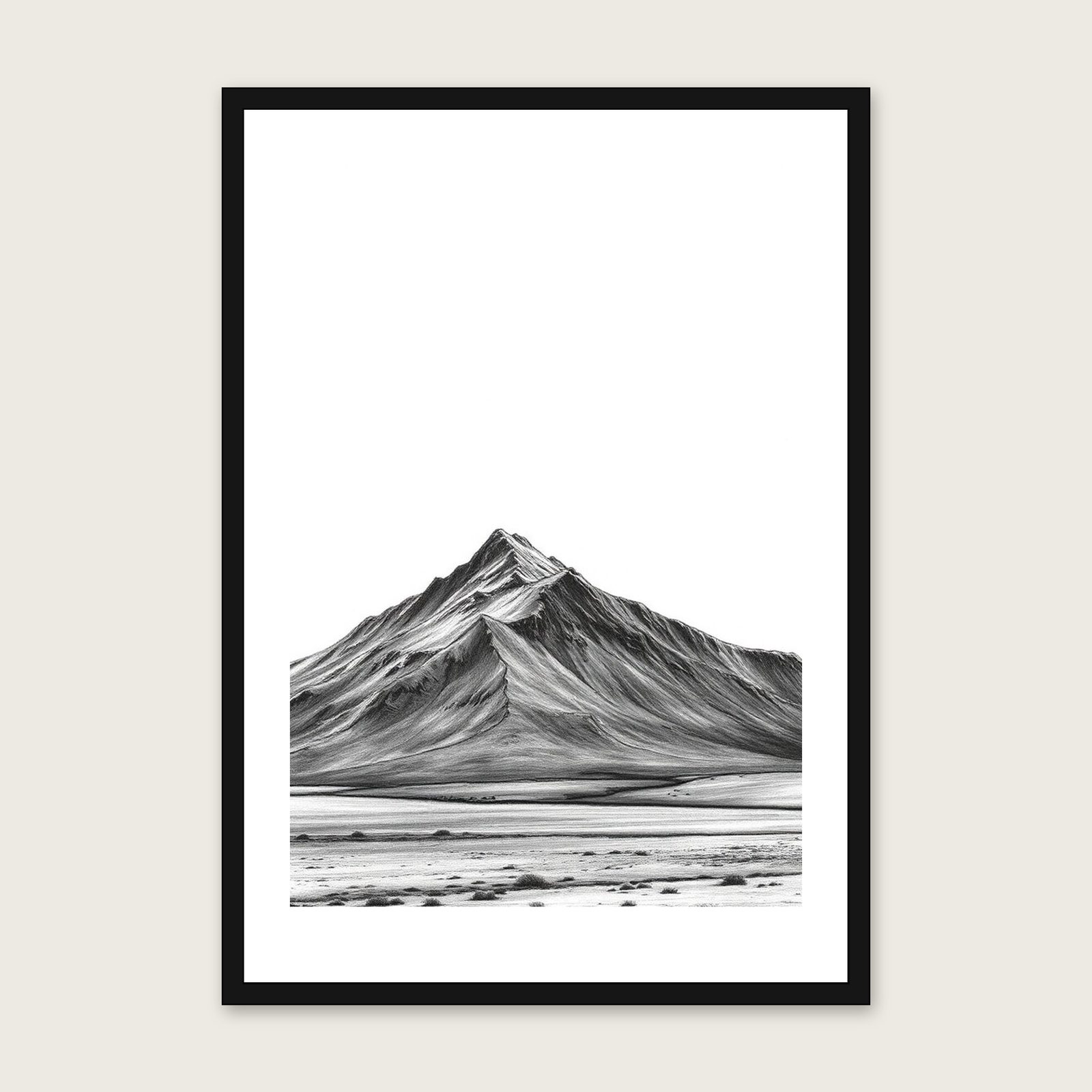 Buachaille Etive Mor Charcoal Wall Art - Framed Black & White Print in a black frame
