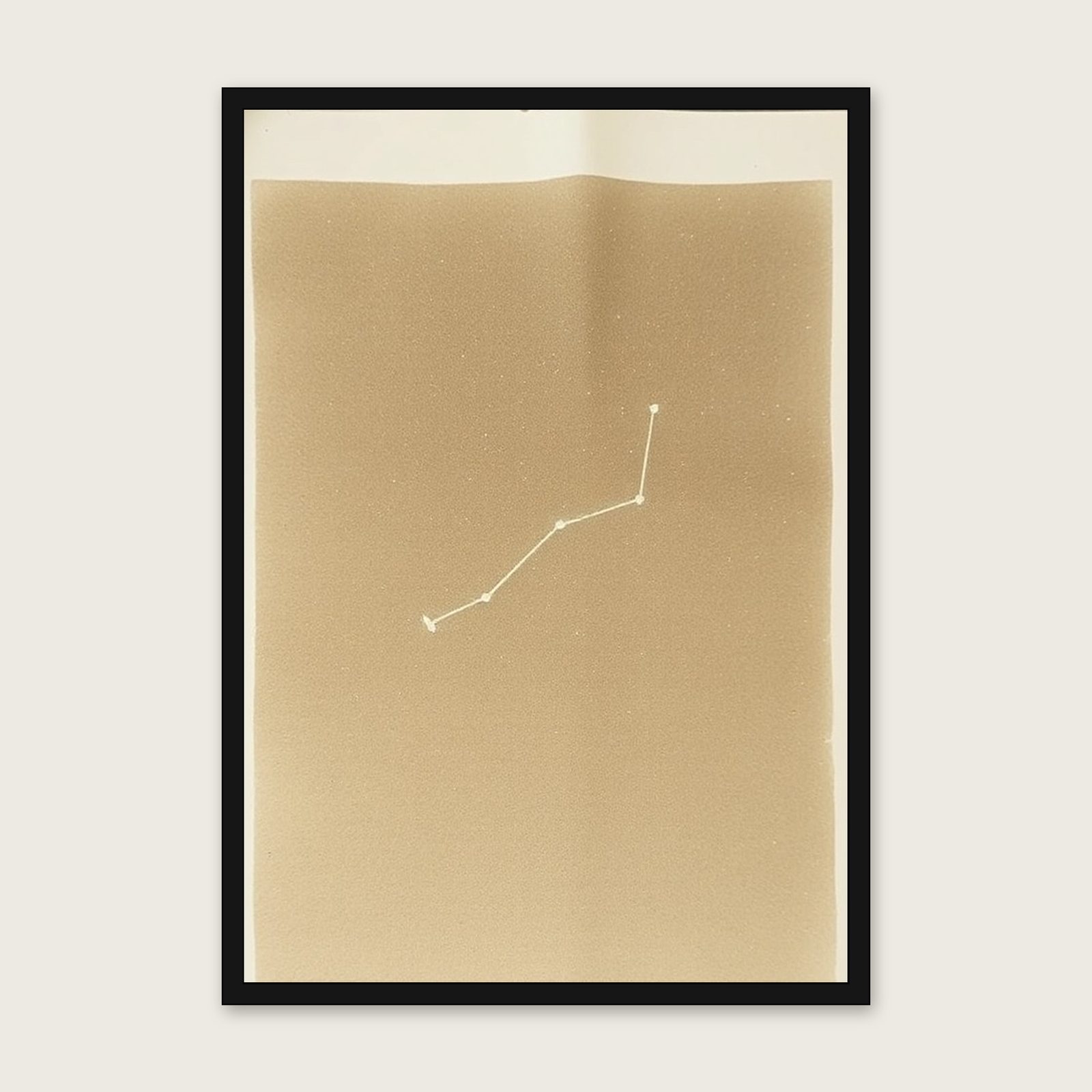 The Constellation Ursa Major Monotype Wall Art - Framed Neutral & Beige Print - Black Frame, A3