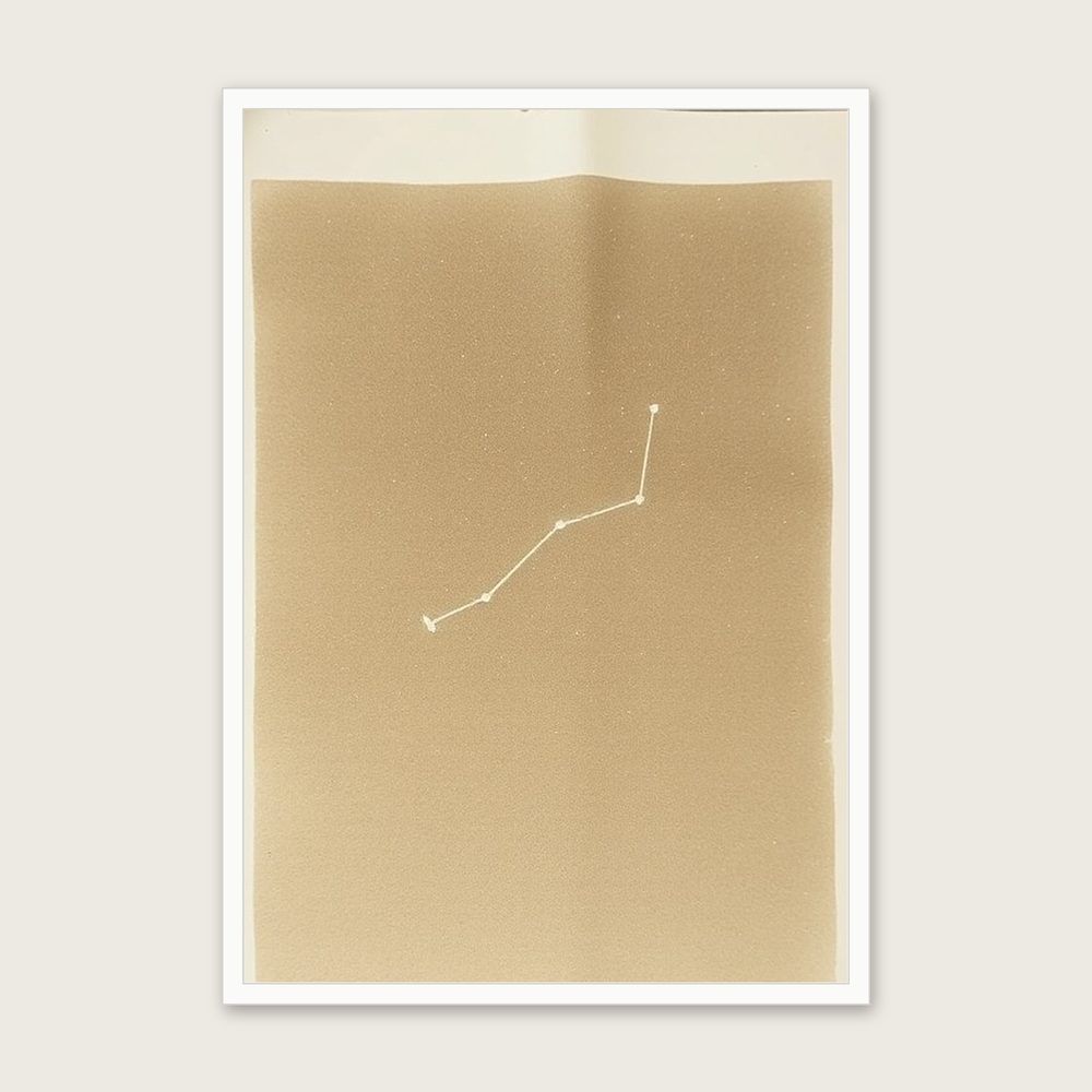 The Constellation Ursa Major Monotype Wall Art - Framed Neutral & Beige Print in a white frame