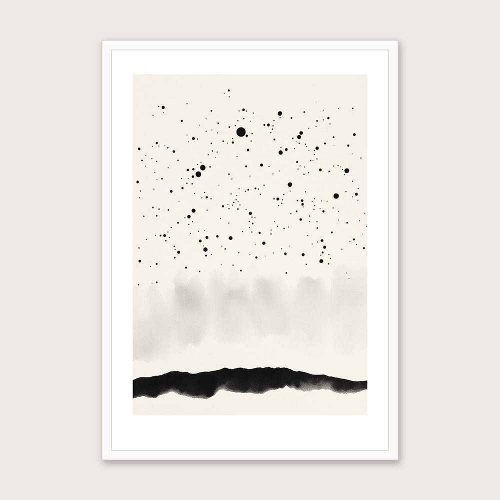 The Constellation Ursa Major Celestial Wall Art - Framed Black & White Ink Wash Print in a white frame