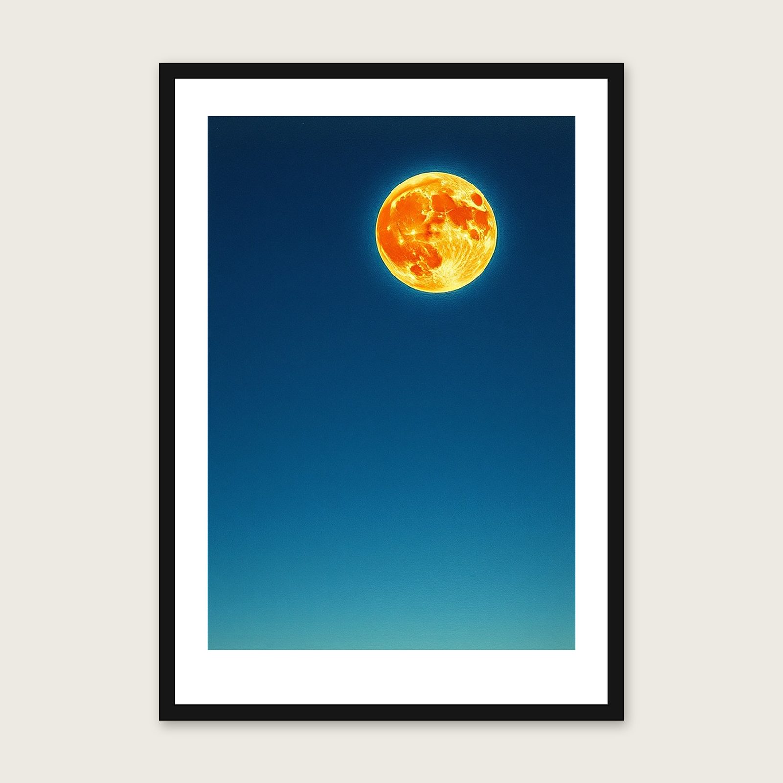 A Buck Moon in July - Framed Pastel Celestial Print in Bold Colour shown in a black frame