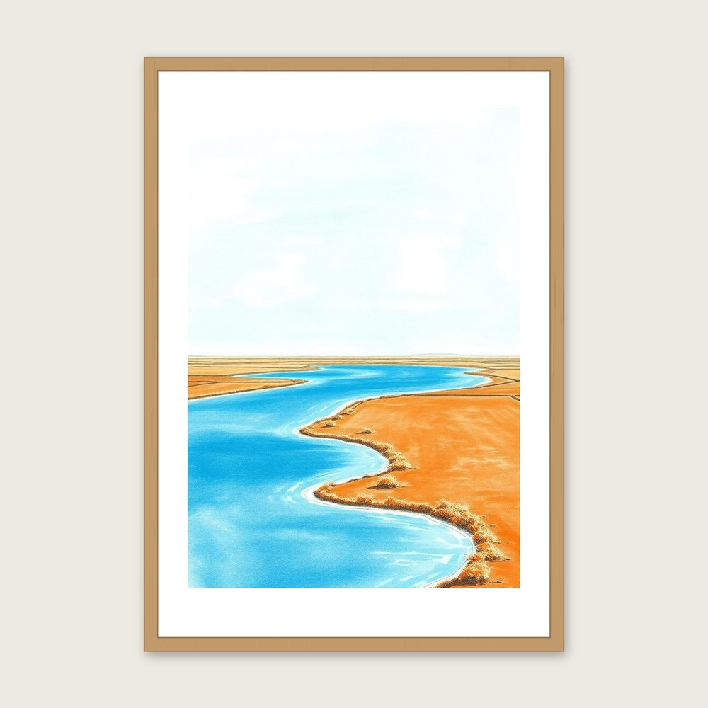 The Broads Pastel Wall Art - Framed Bold Colour Print in a oak frame
