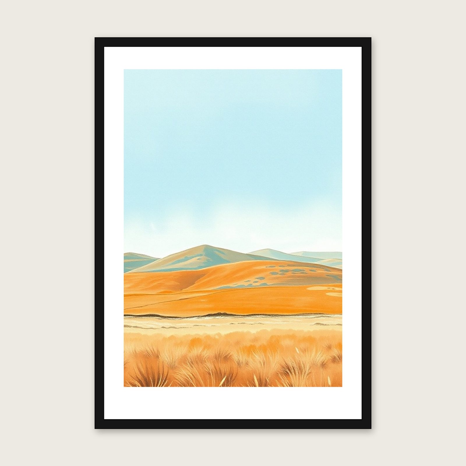 Exmoor Pastel Wall Art - Framed Bold Colour Print in a black frame