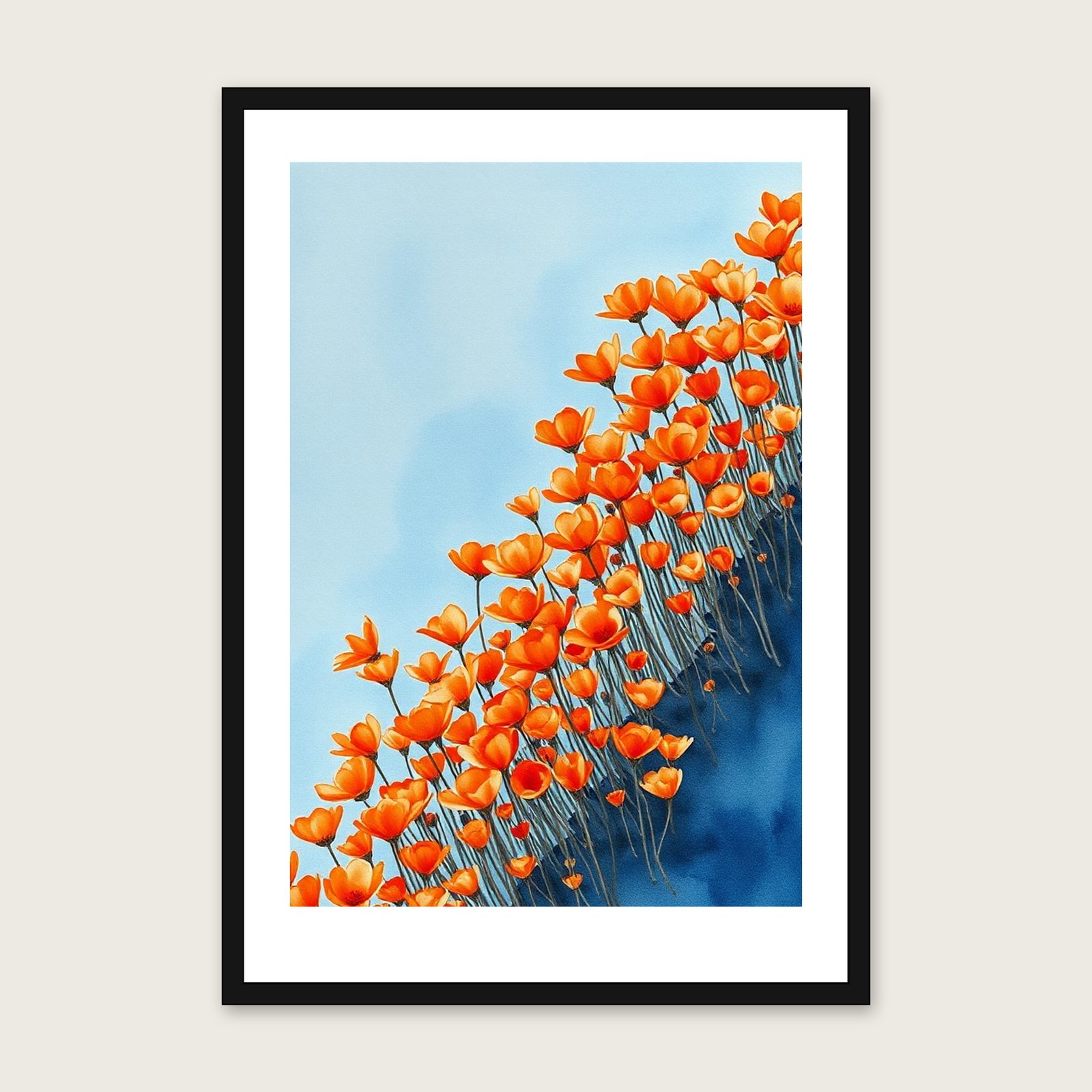 Colchicum Watercolour Wall Art - Framed Bold Colour Print in a black frame