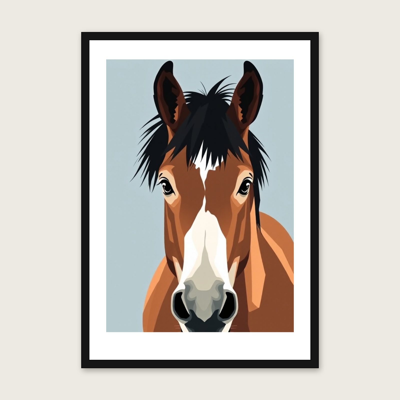 Clydesdale - Framed Screen Print Animal Print in Two Tone in a black frame