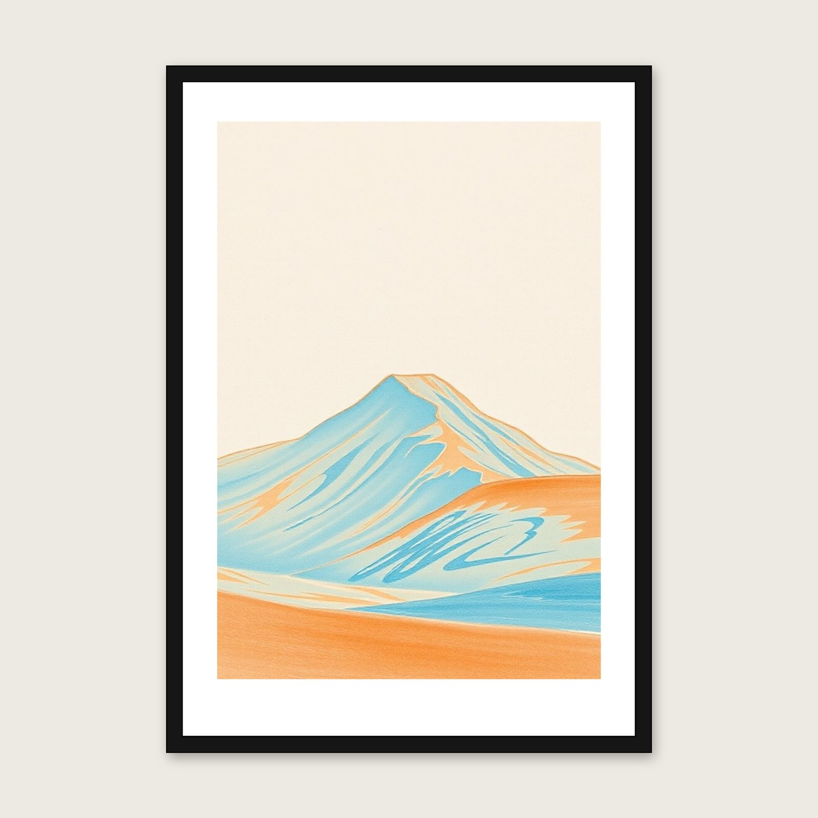 Helvellyn - Framed Pastel Landscape Print in Bold Colour shown in a black frame