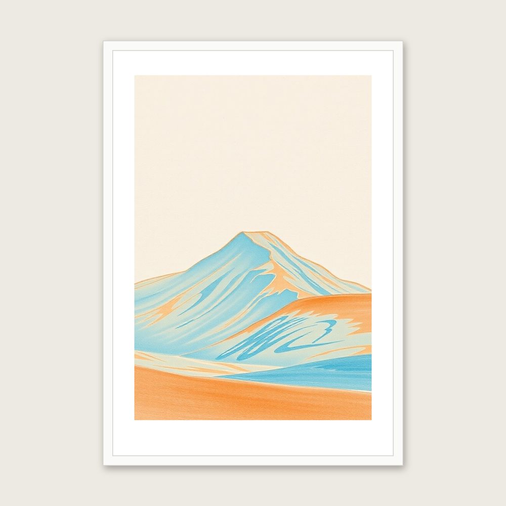 Helvellyn - Framed Pastel Landscape Print in Bold Colour - White Frame, A3
