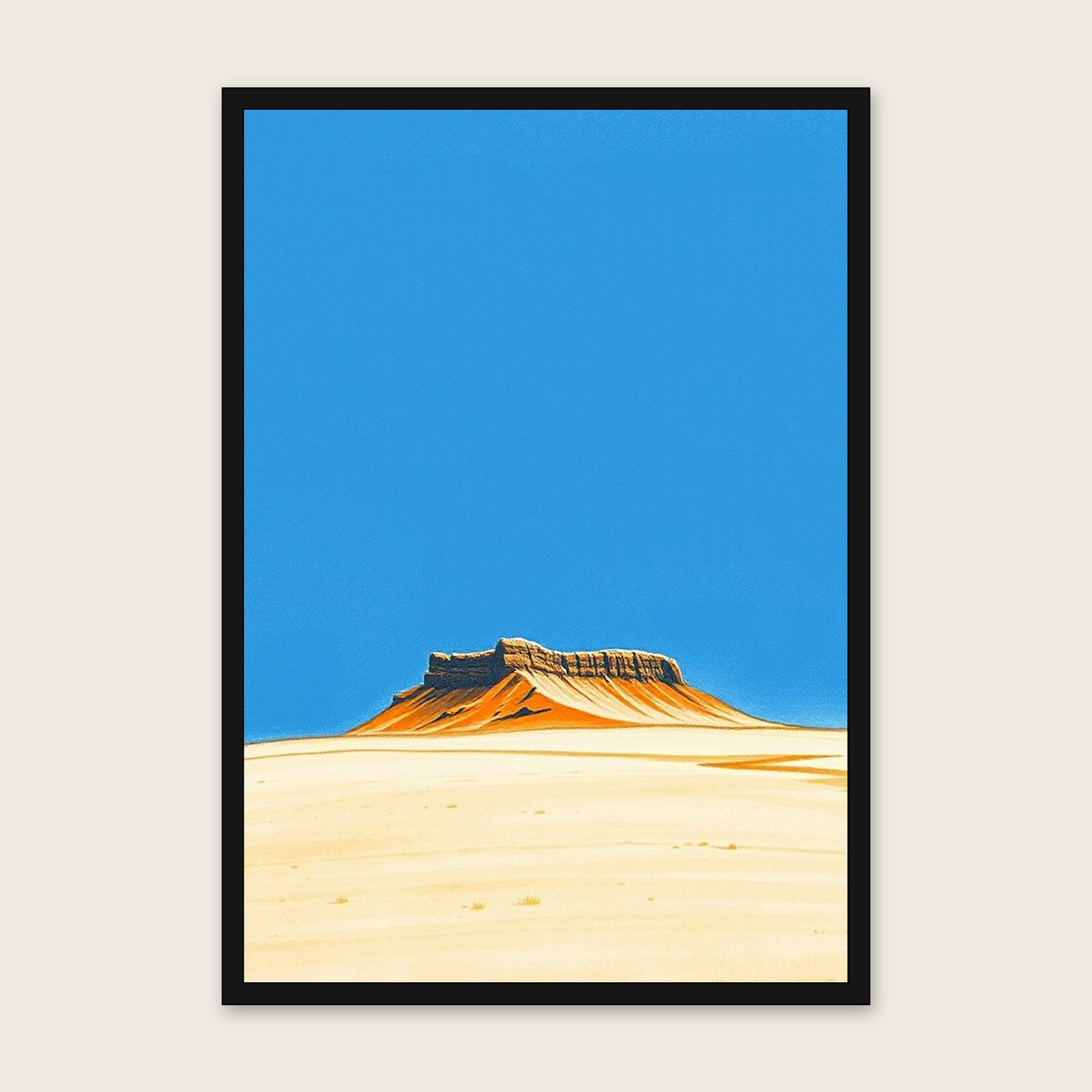 Framed Pastel Print of The Cheviot - Bold Colour Landscape Wall Art - Black Frame, A3