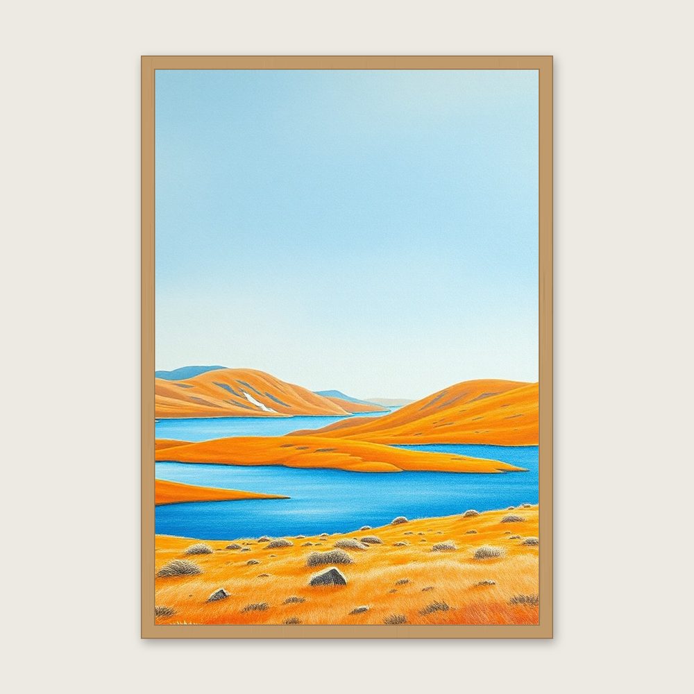 Loch Assynt Pastel Wall Art - Framed Bold Colour Print - Oak Frame, A3
