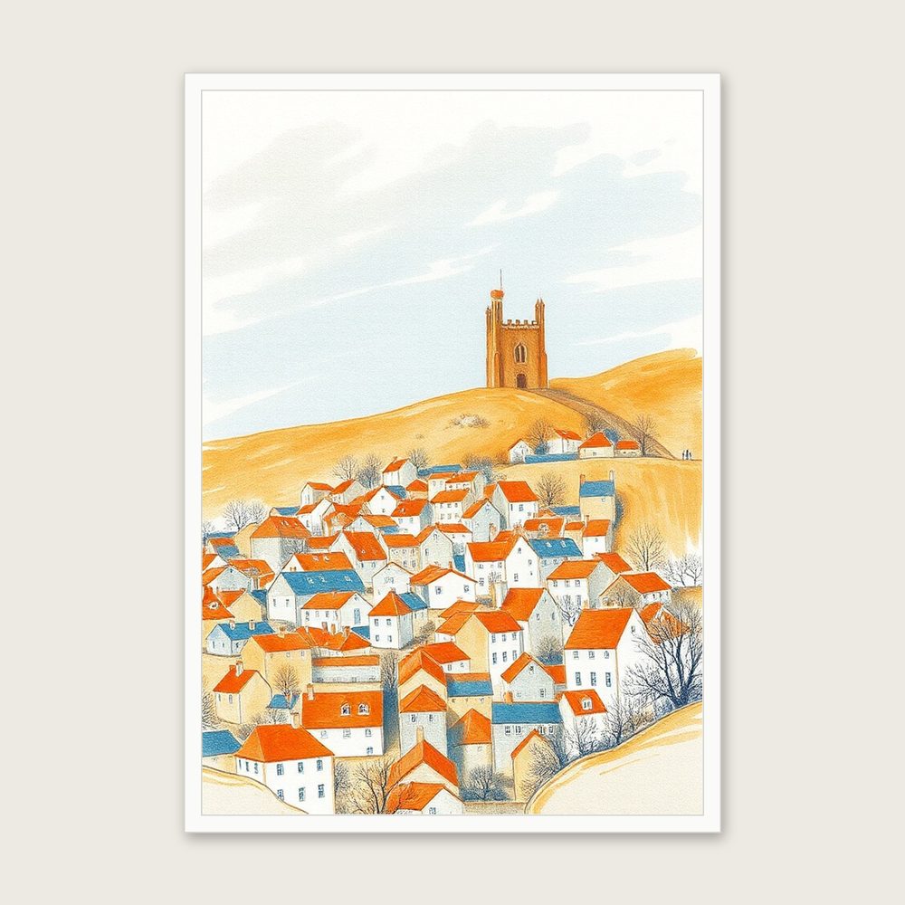 Bannau Brycheiniog Pastel Wall Art - Framed Bold Colour Print in a white frame
