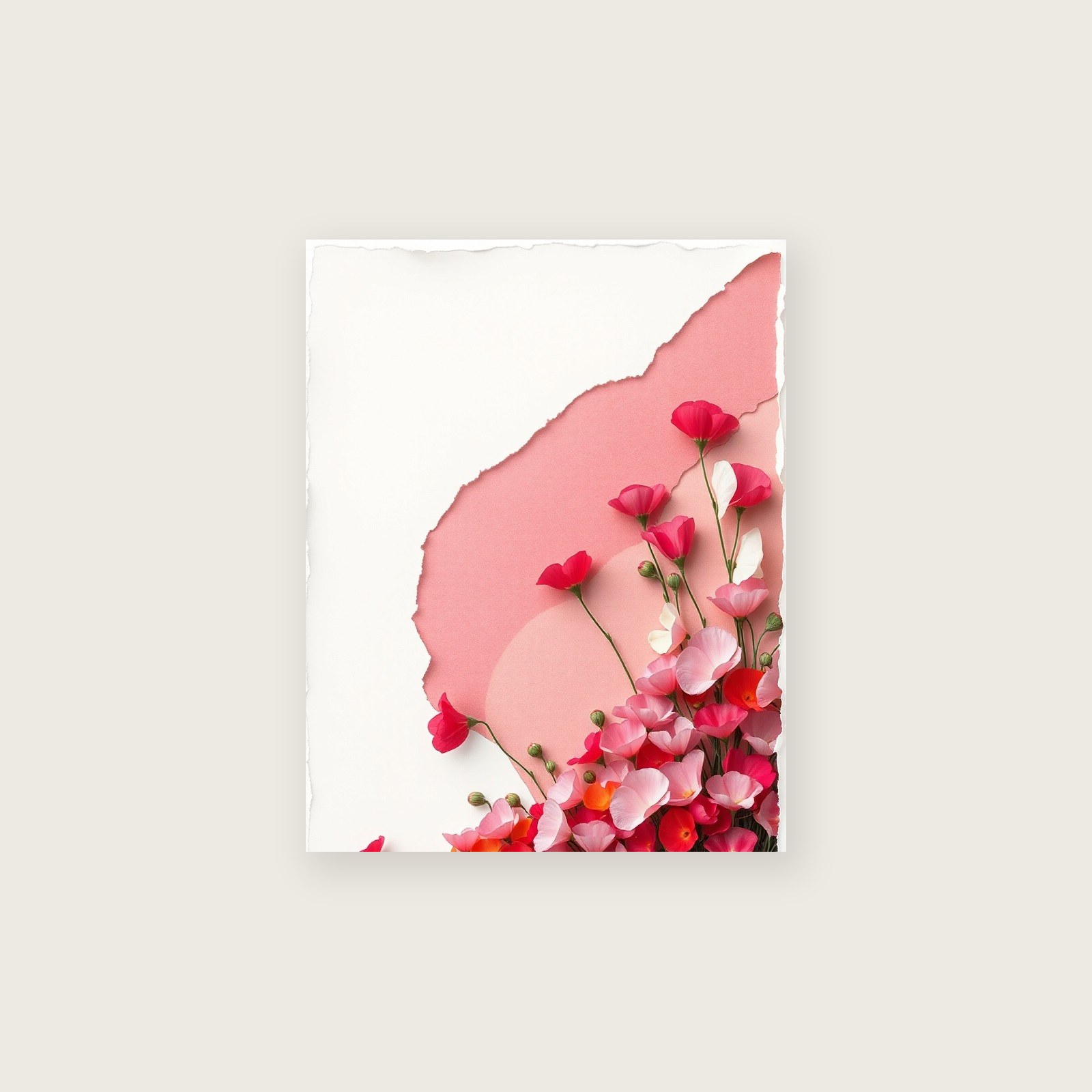 Collage Print of Sweet Pea - Colourful Botanical Wall Art - Unframed Print, A3