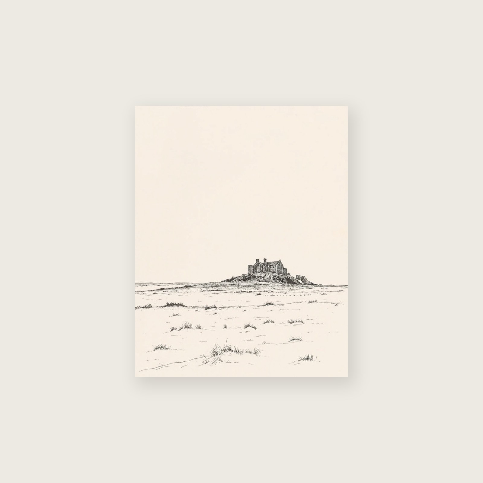 St Abbs - Charcoal Landscape Print in Black & White - Unframed Print, A3