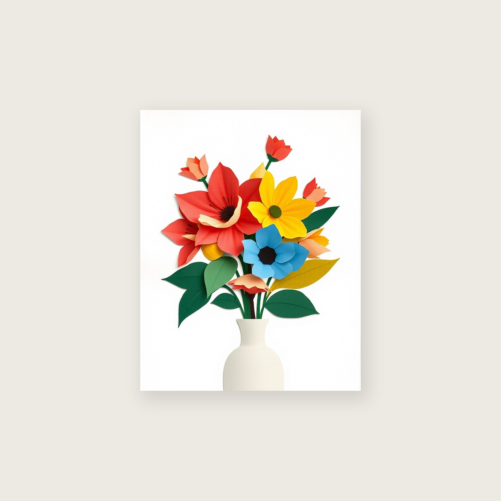 Lavatera Flower Collage Wall Art - Framed Colourful Print, unframed print