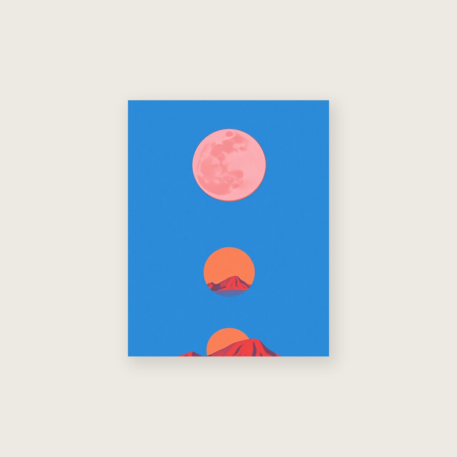 A Pink Moon in April Gouache Wall Art - Framed Bold Colour Print, unframed print