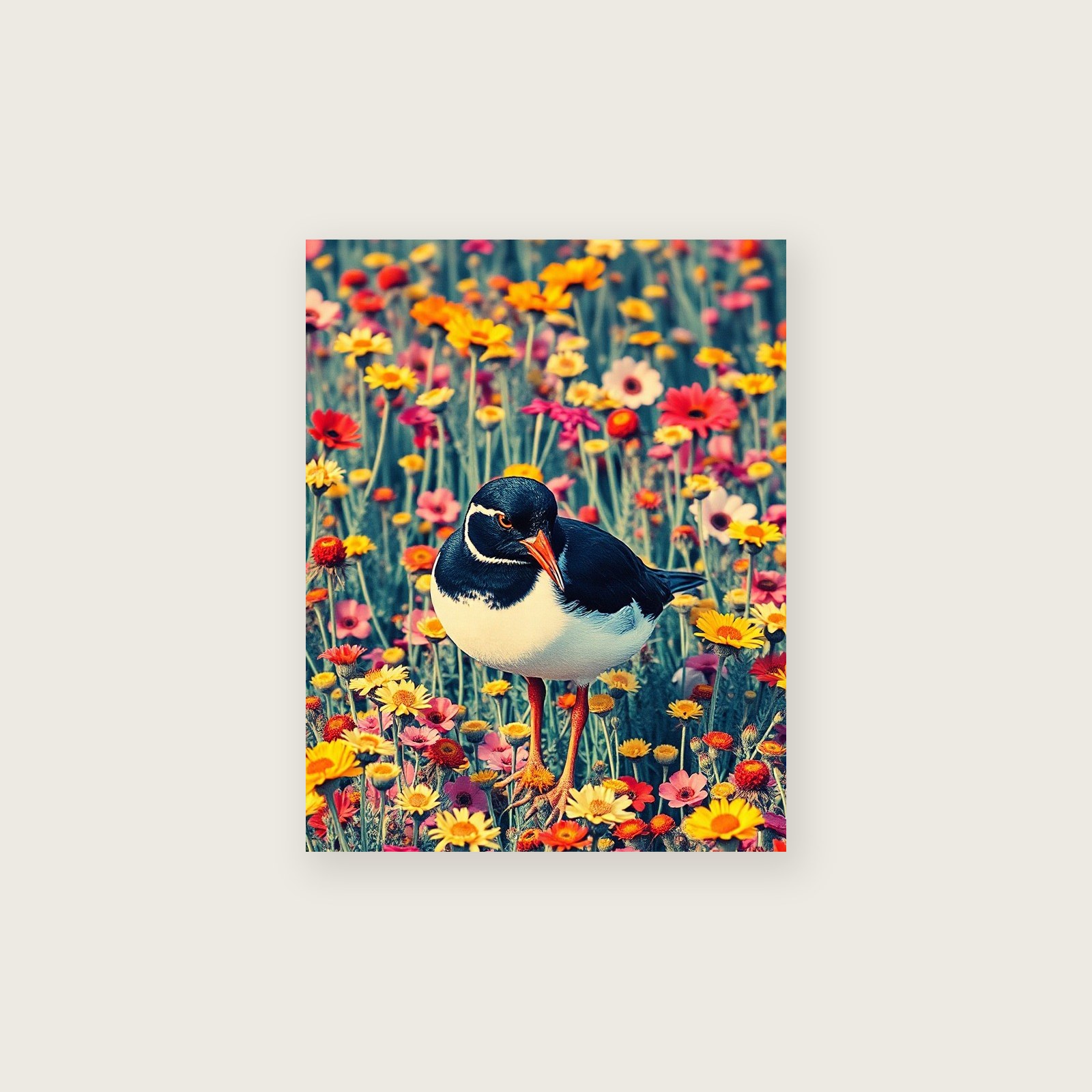 Turnstone Riso Print Wall Art - Colourful Print - Unframed Print, A3