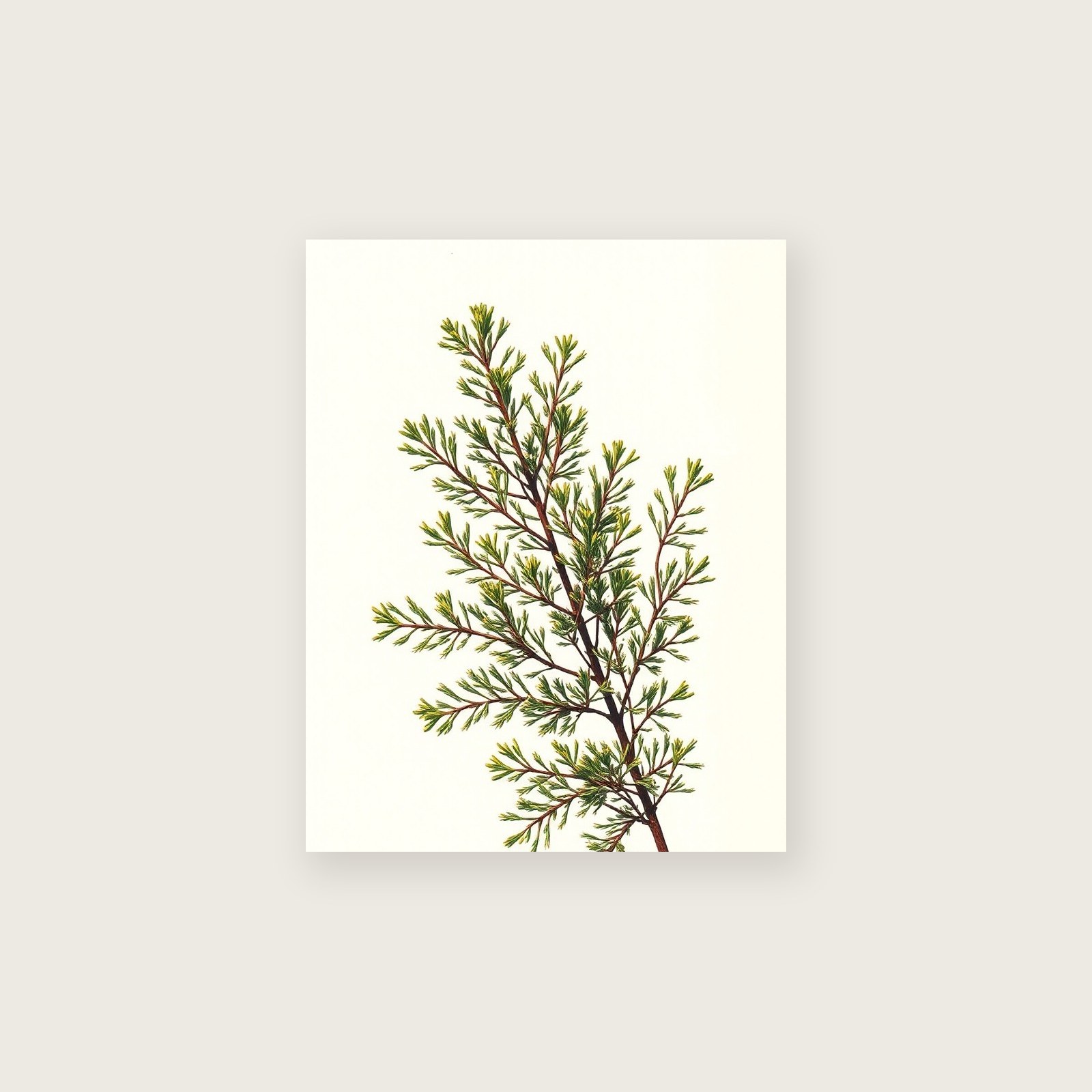 Riso Print of Cedar of Lebanon Branch - Colourful Botanical Wall Art - Unframed Print, A3