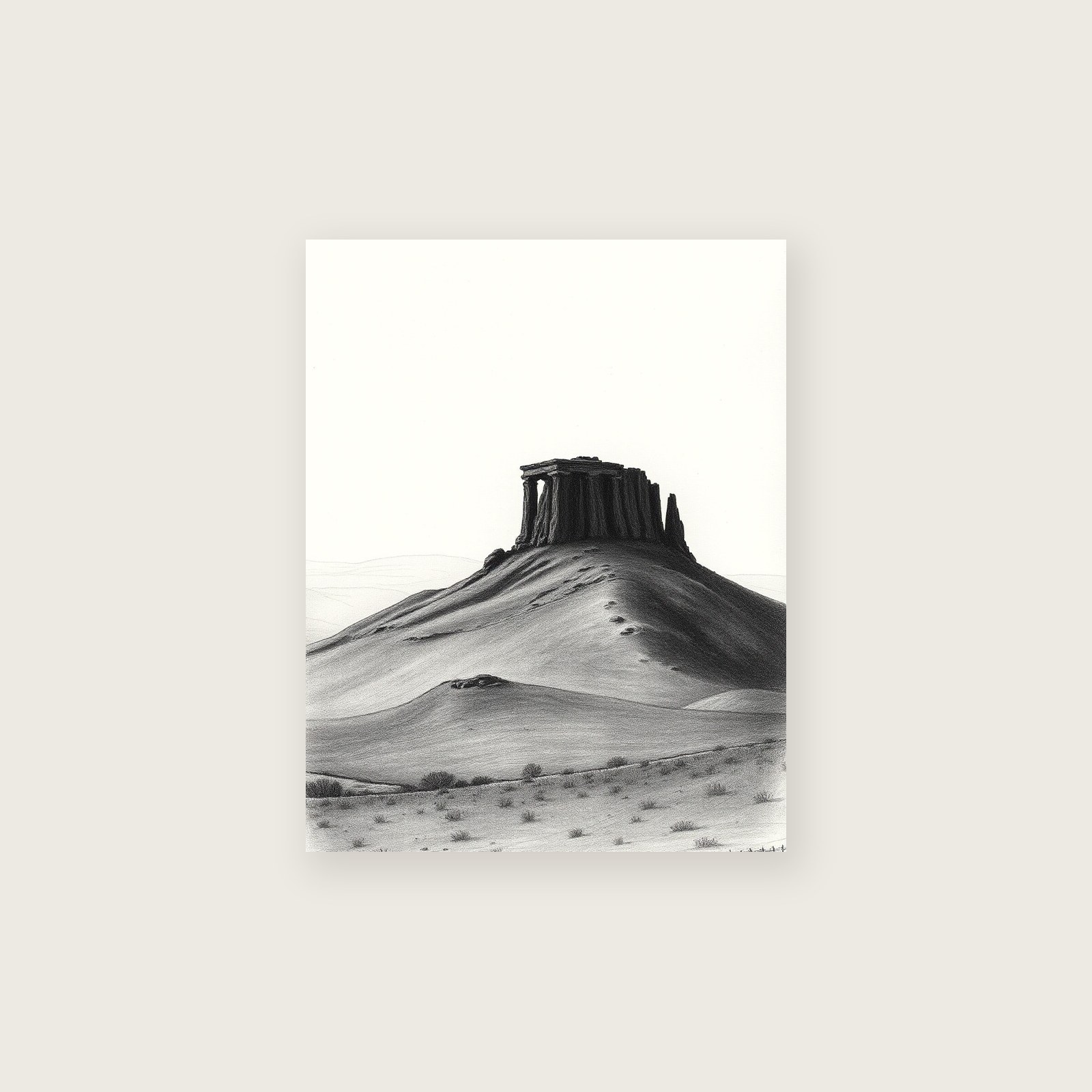 Haytor - Charcoal Landscape Print in Black & White - Unframed Print, A3