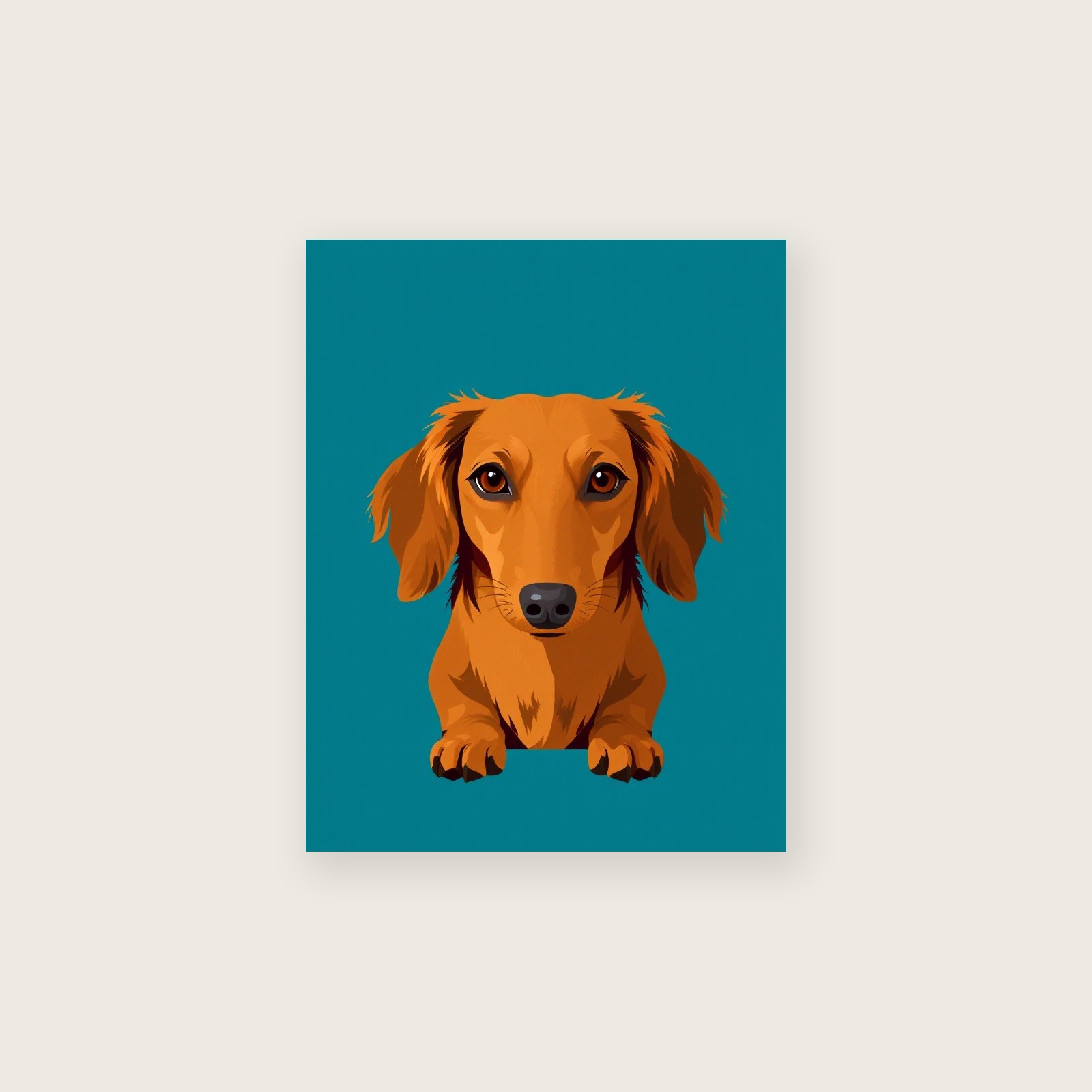 Dachshund Long Haired Animal Wall Art - Bold Colour Screen Print - Unframed Print, A3
