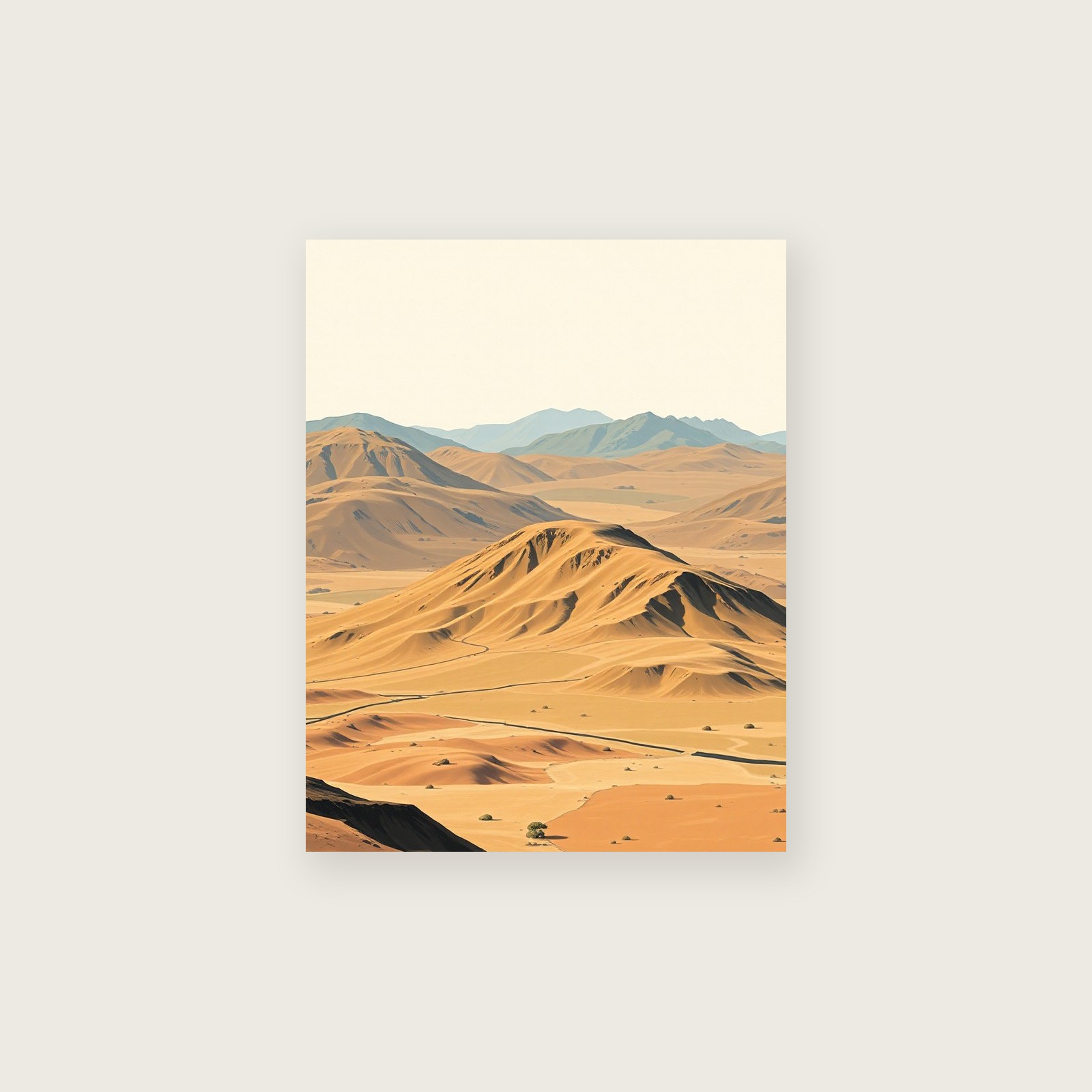 Ben Lawers Gouache Wall Art - Two Tone Print - Unframed Print, A3
