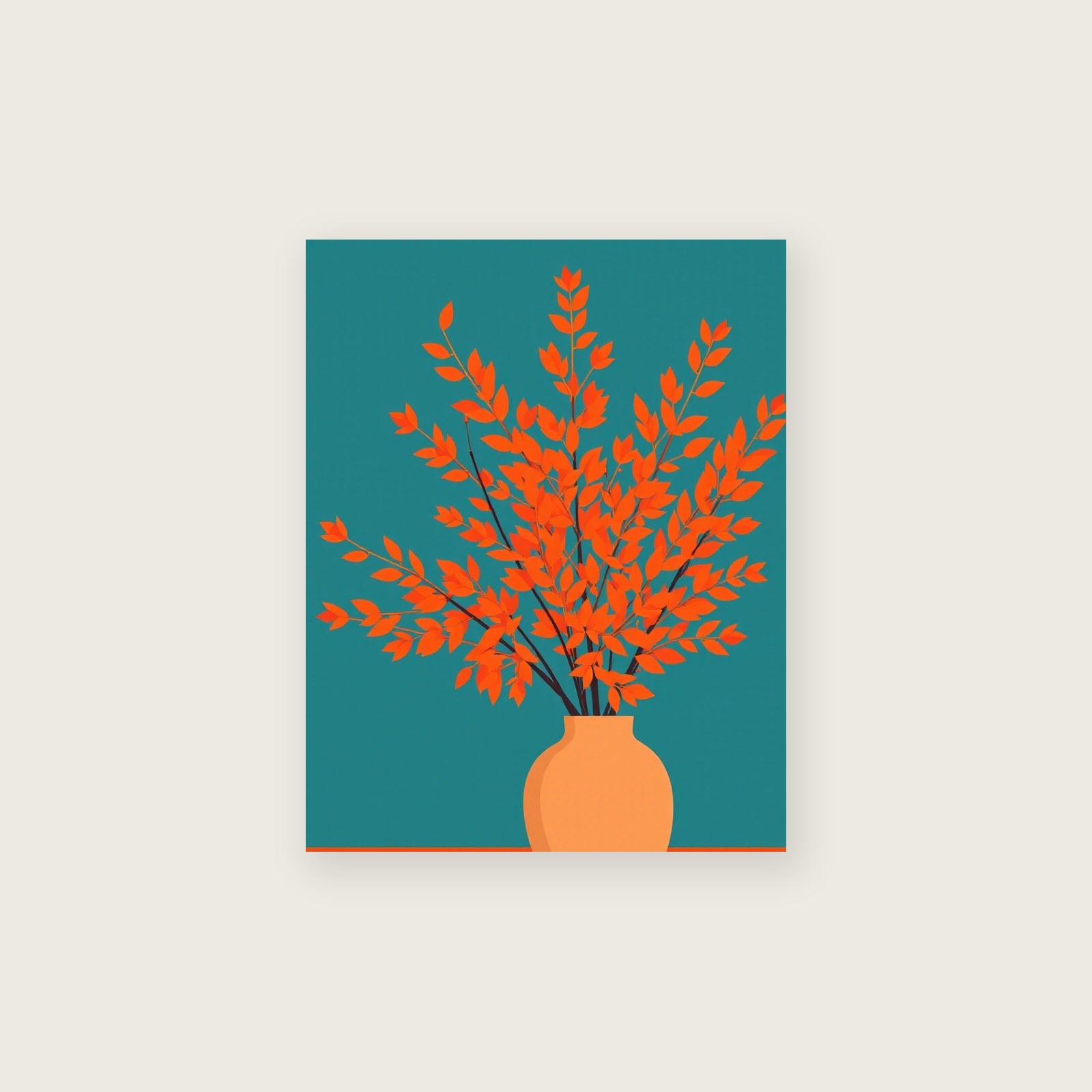 European Larch in Autumn - Framed Screen Print Botanical Print in Bold Colour, unframed print
