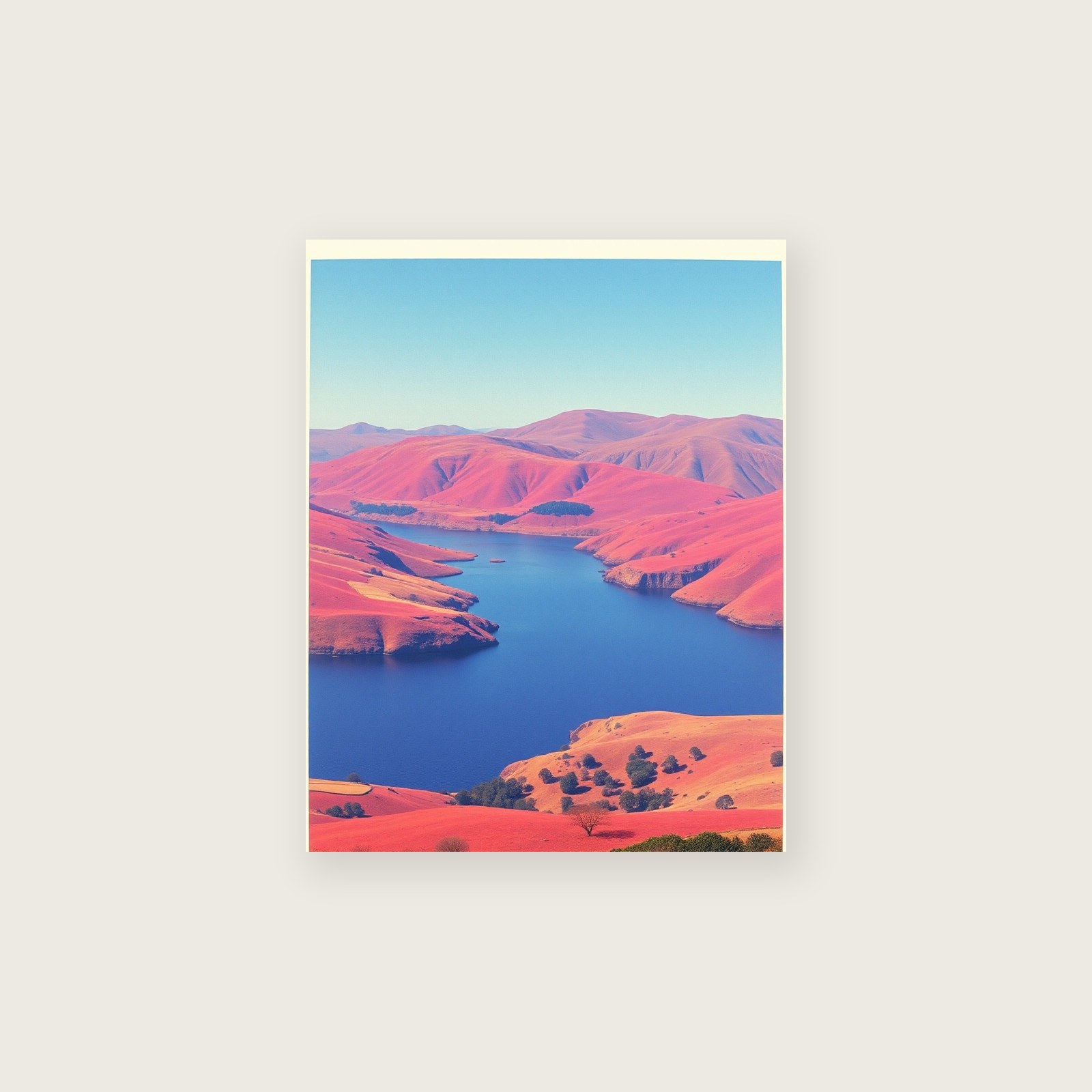 Riso Print of Llyn Padarn - Colourful Landscape Wall Art - Unframed Print, A3