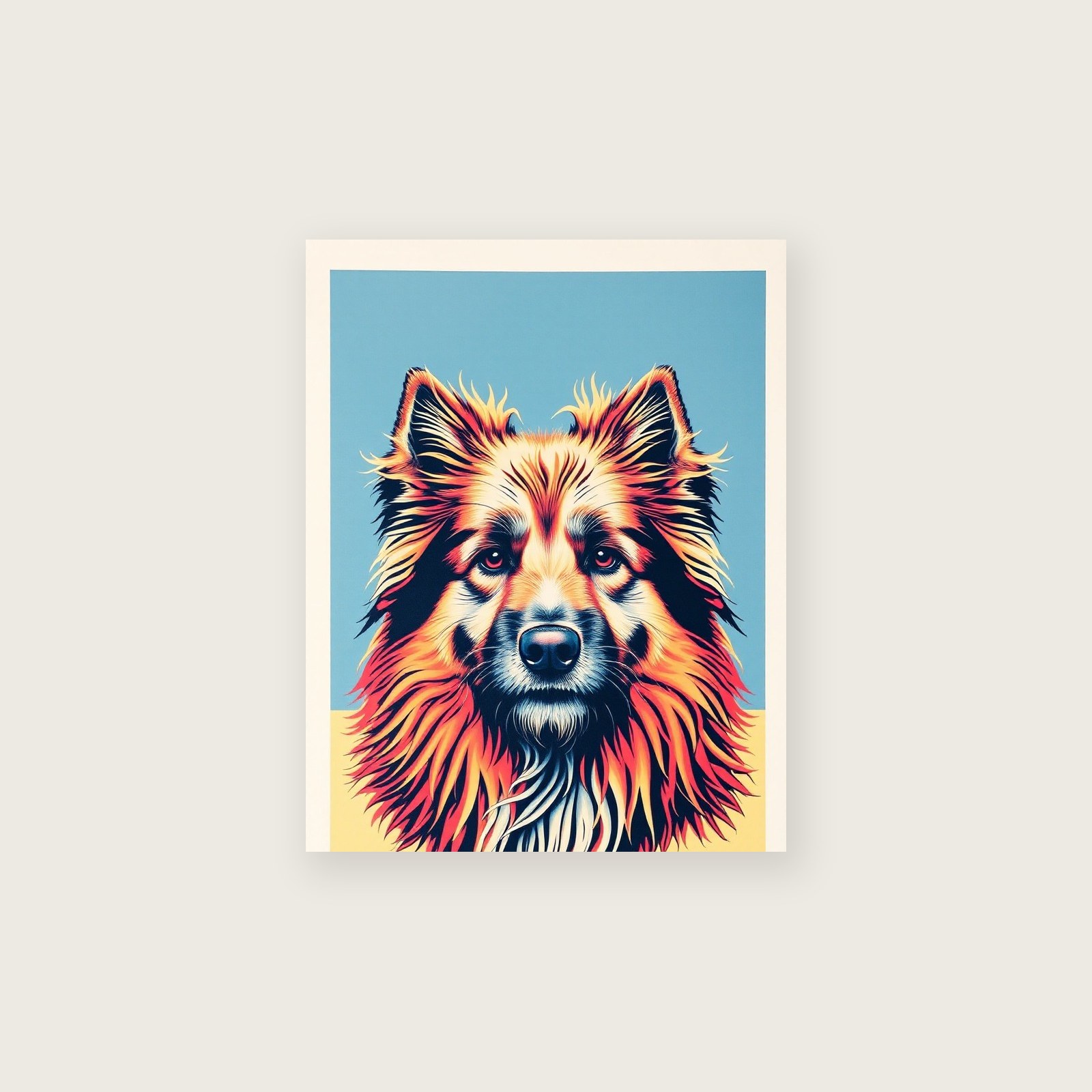 Pyrenean Sheepdog Riso Print - Colourful Animal Wall Art - Unframed Print, A3