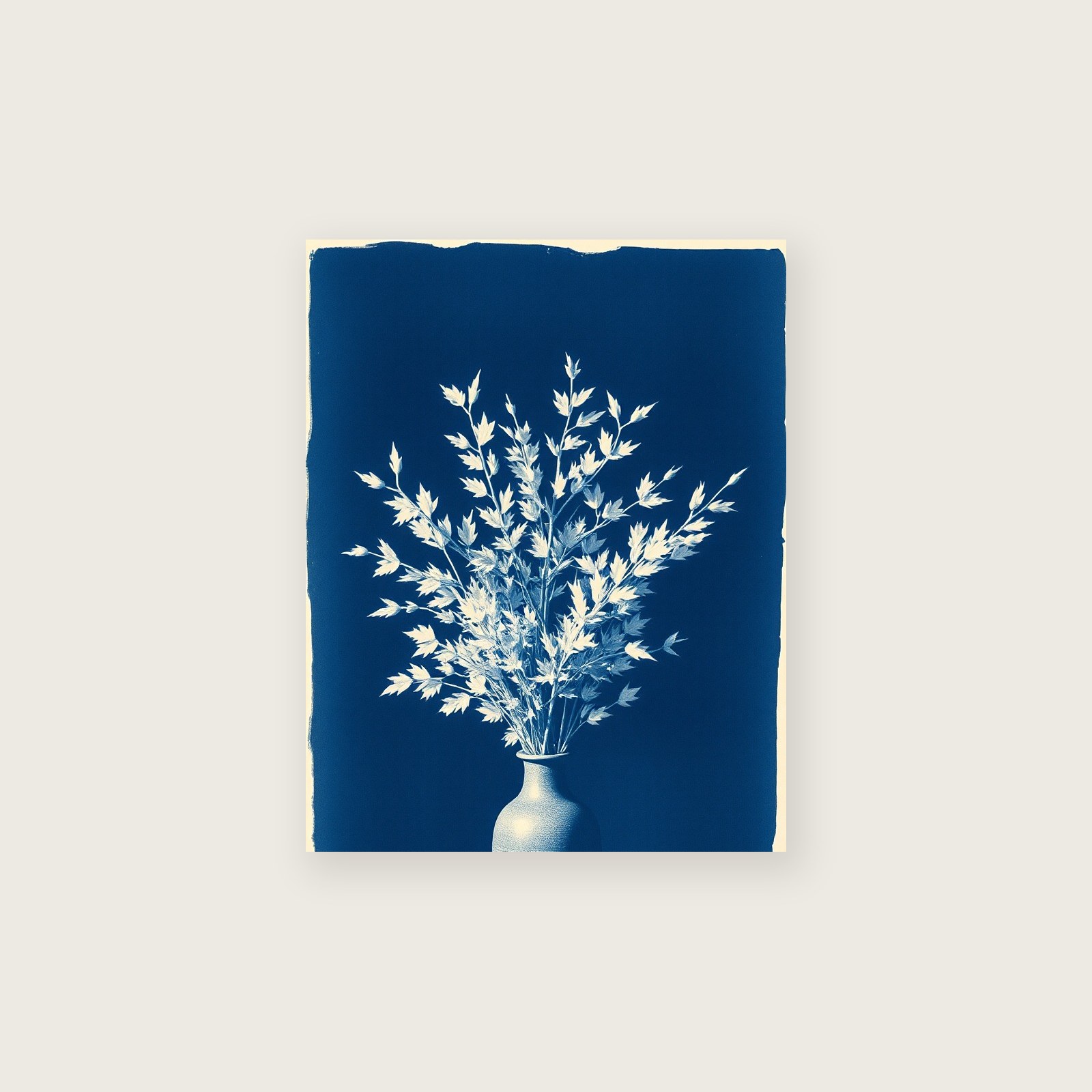 Cyanotype Print of European Larch in Autumn - Two Tone Botanical Wall Art - Unframed Print, A3