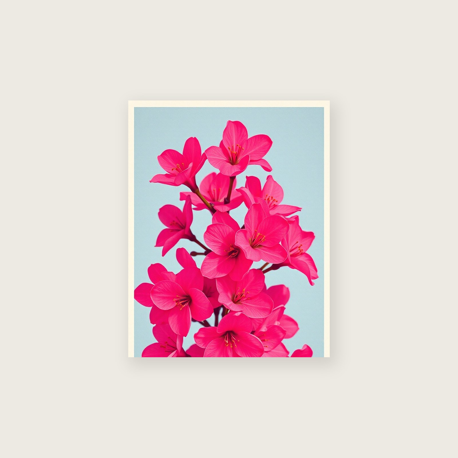 Azalea Flower - Framed Riso Print Botanical Print in Colourful, unframed print