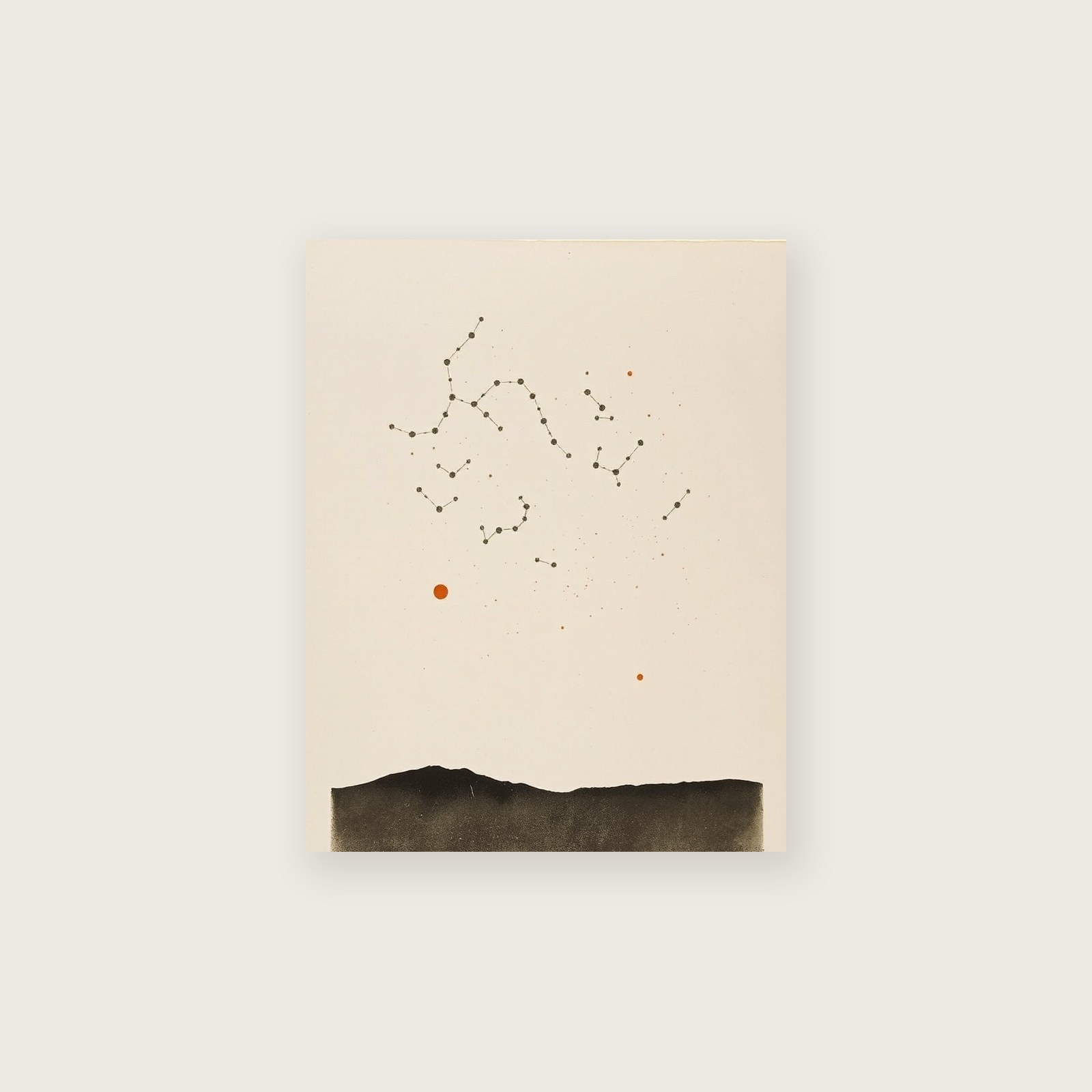 The Constellation Cygnus Monotype Print - Neutral & Beige Celestial Wall Art - Unframed Print, A3