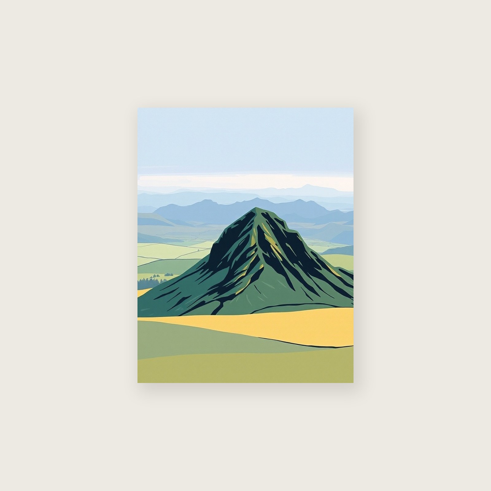 Crib Goch Landscape Wall Art - Framed Two Tone Gouache Print, unframed print