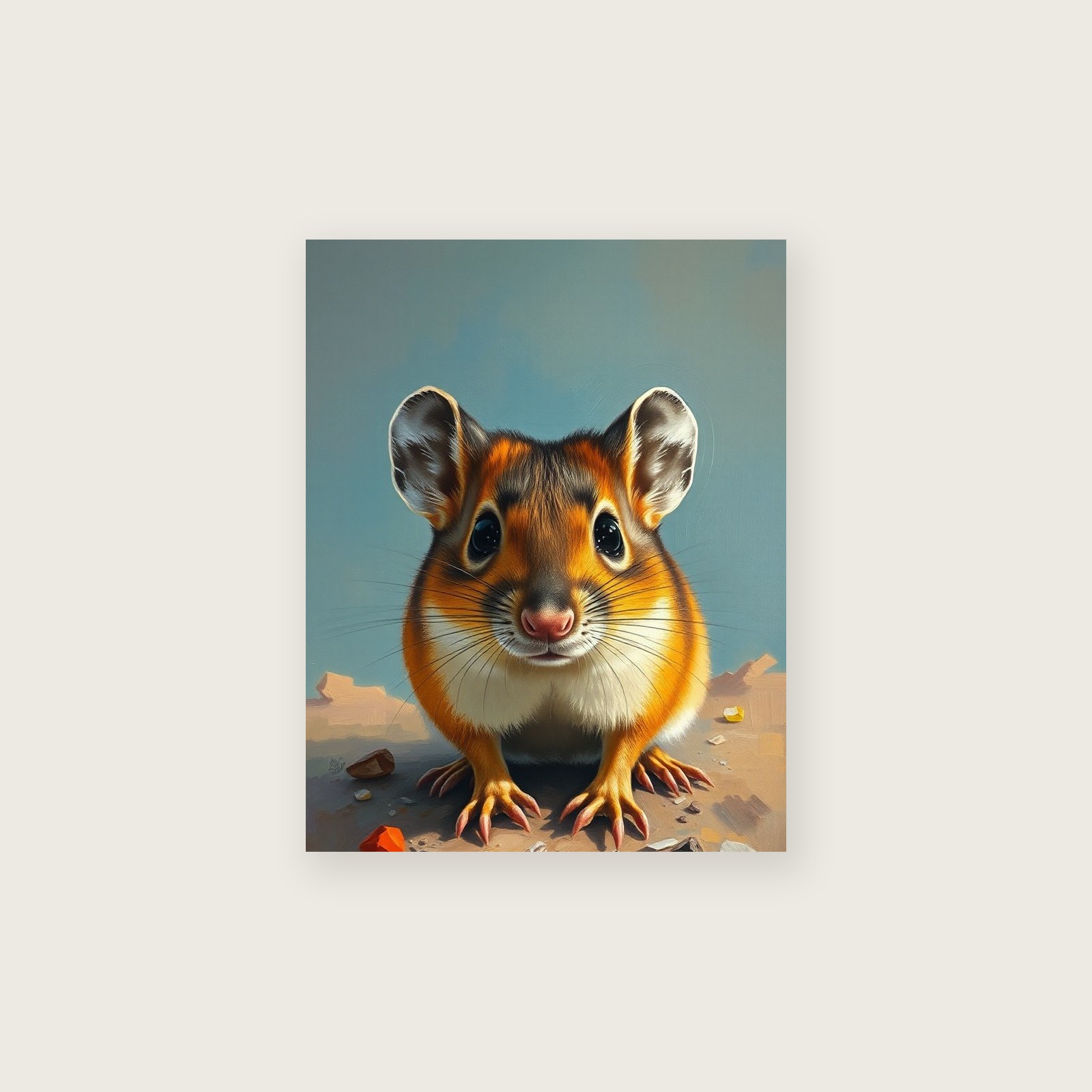 Framed Impasto Print of Field Mouse - Colourful Animal Wall Art, unframed print