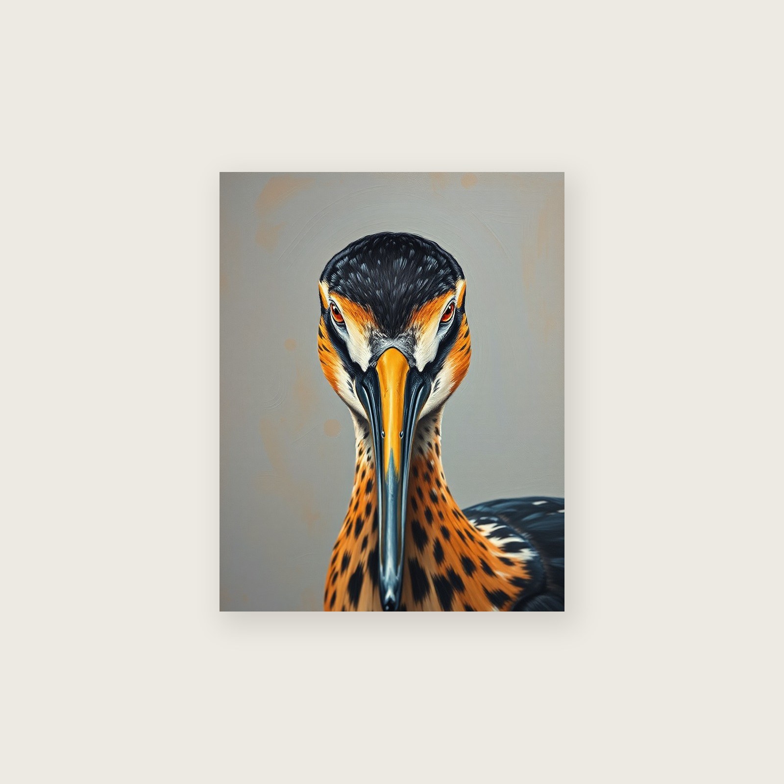 Black-tailed Godwit Animal Wall Art - Framed Colourful Impasto Print, unframed print