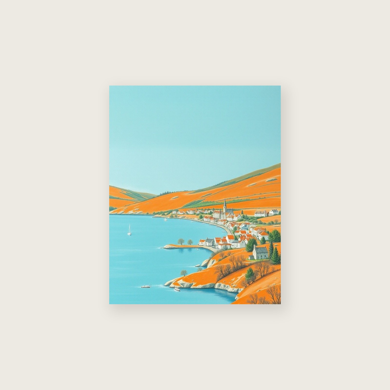 Loch Maree - Framed Pastel Landscape Print in Bold Colour, unframed print