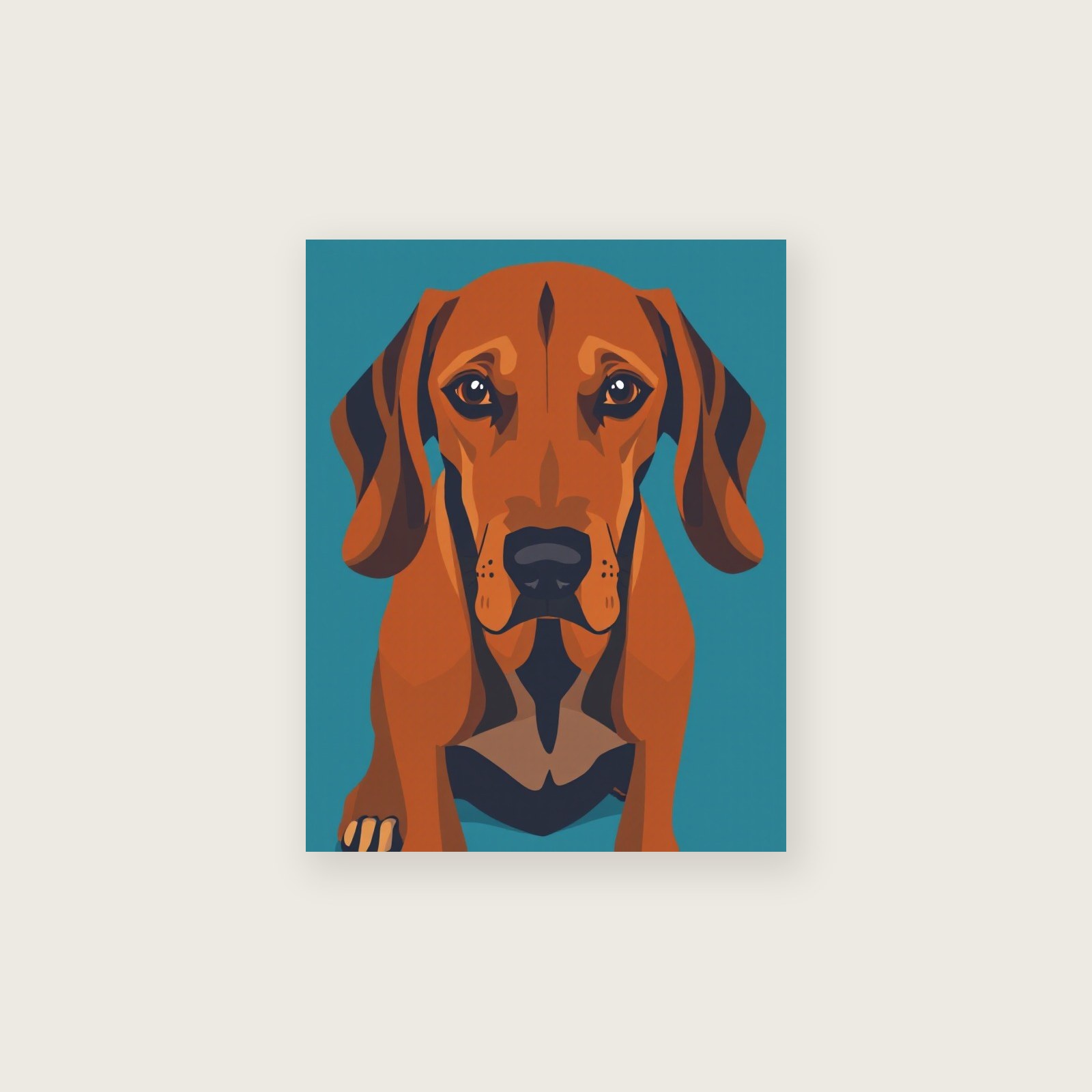 Redbone Coonhound Screen Print - Framed Bold Colour Animal Wall Art, unframed print