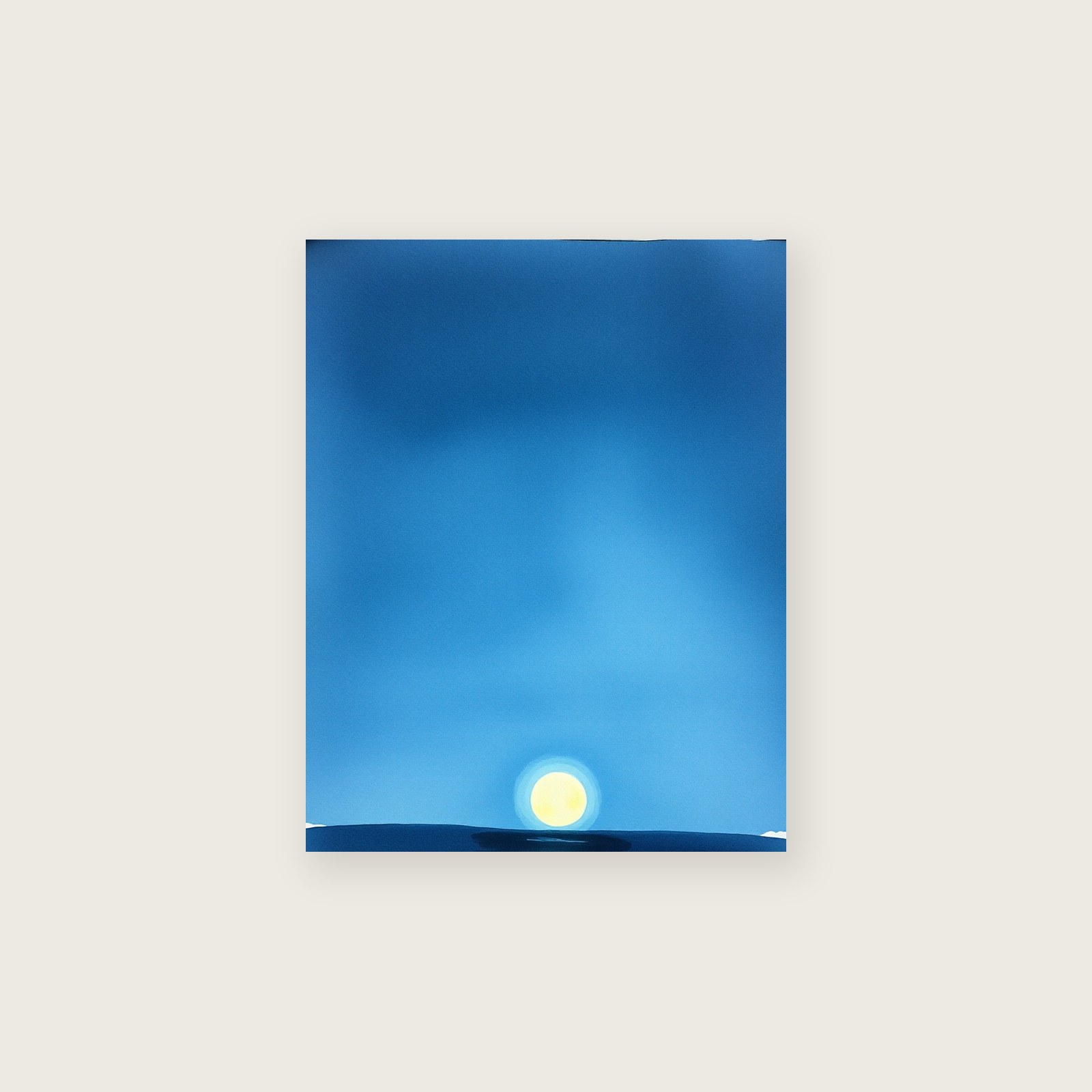 A Moonrise Over Water - Watercolour Celestial Print in Two Tone - Unframed Print, A3