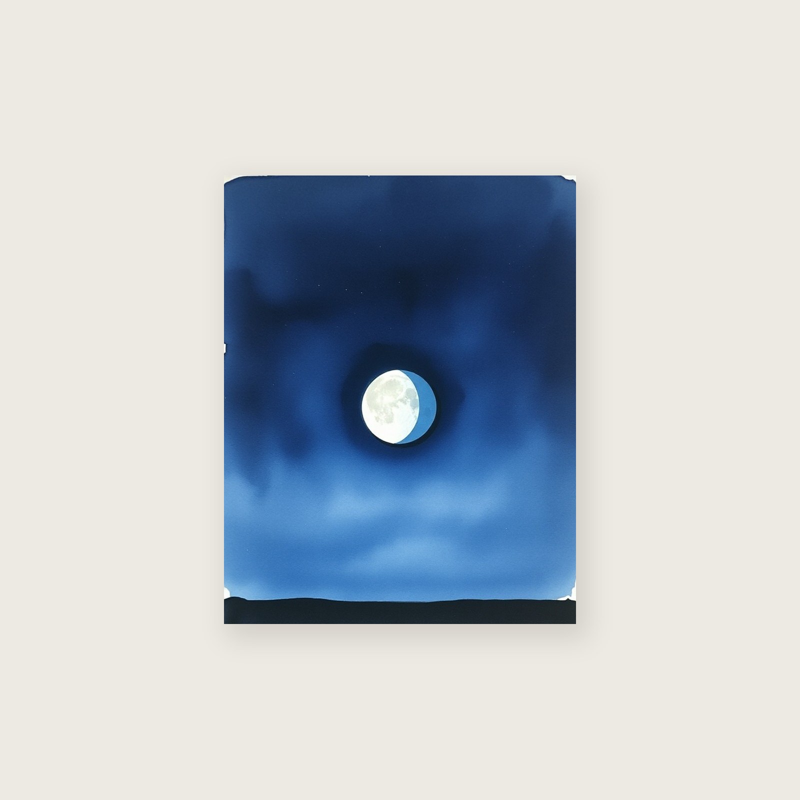 A Last Quarter Moon Watercolour Print - Two Tone Celestial Wall Art - Unframed Print, A3