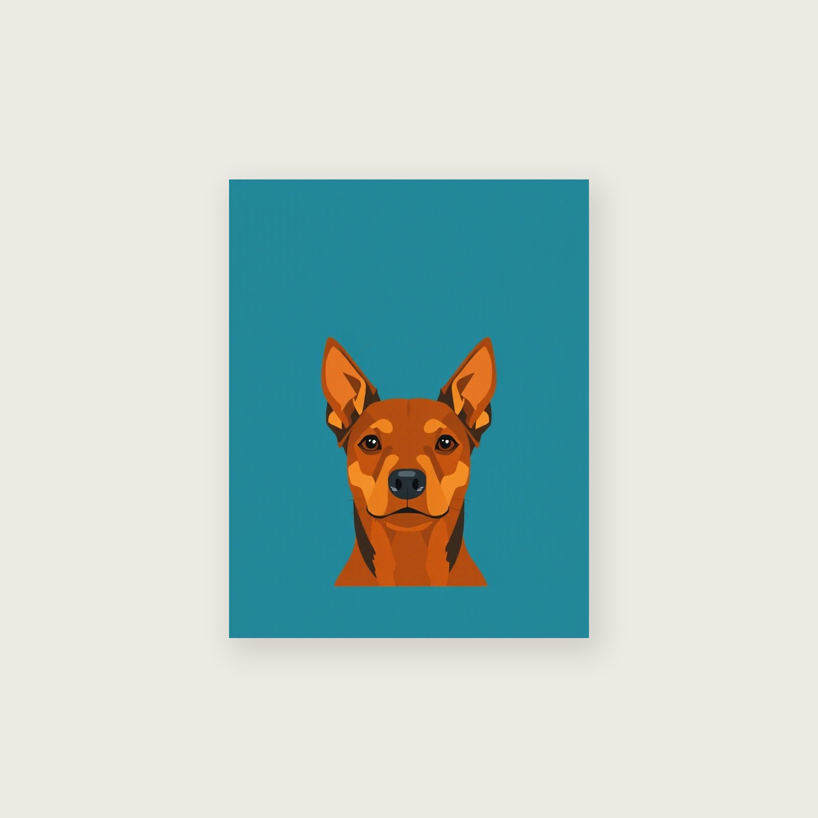 Manchester Terrier - Framed Screen Print Animal Print in Bold Colour, unframed print